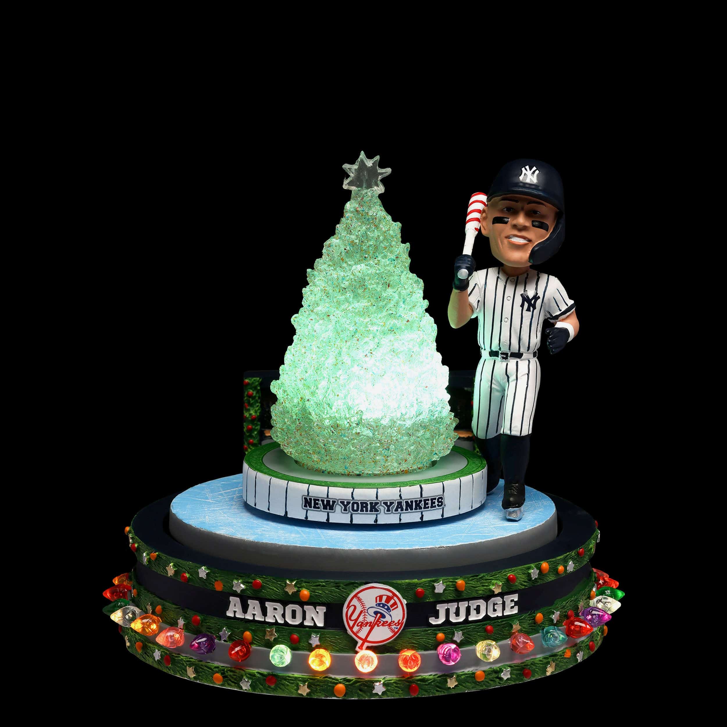 Aaron Judge New York Yankees Christmas Tree Skating Rink Spinner Bobblehead - Image 2