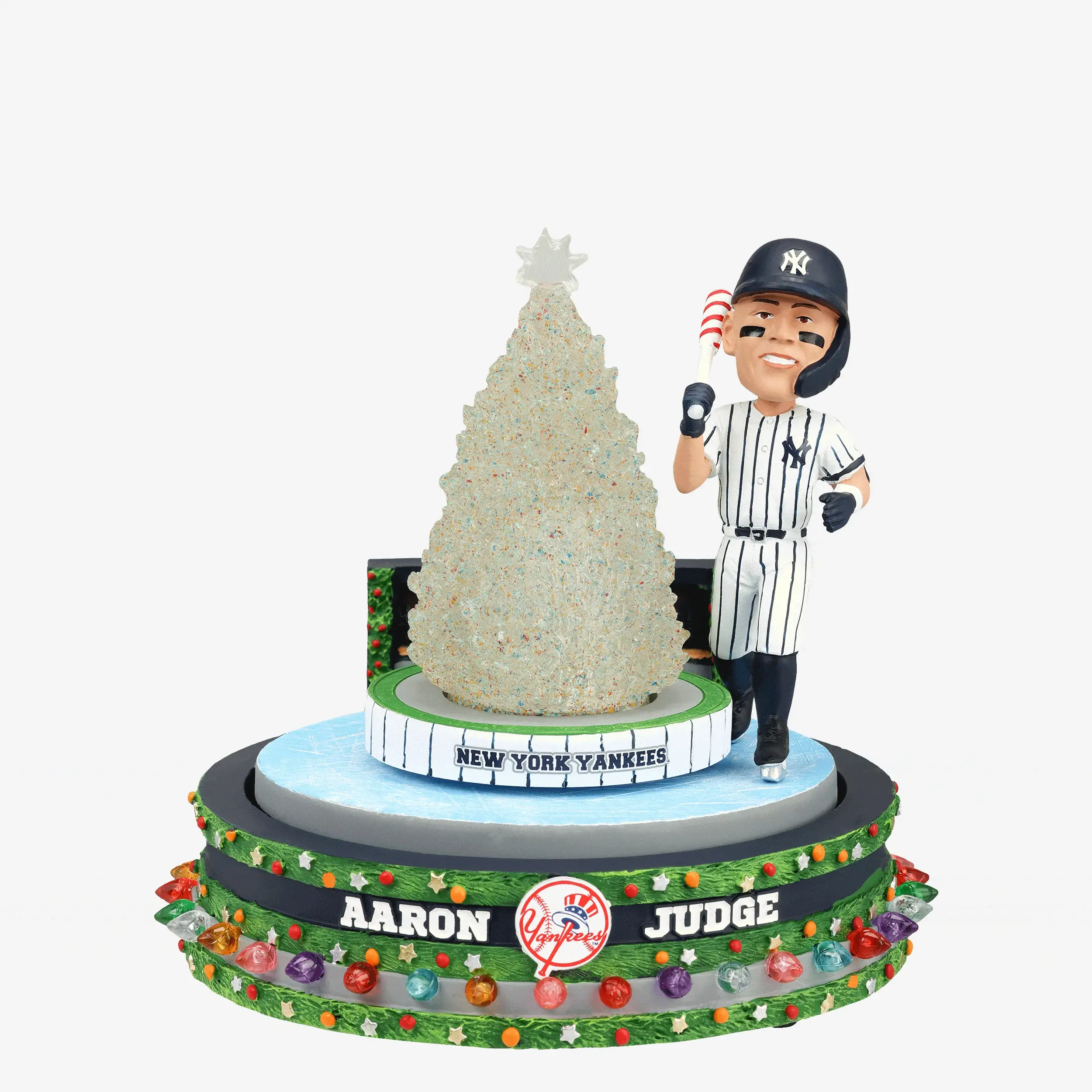 Aaron Judge New York Yankees Christmas Tree Skating Rink Spinner Bobblehead - Image 3