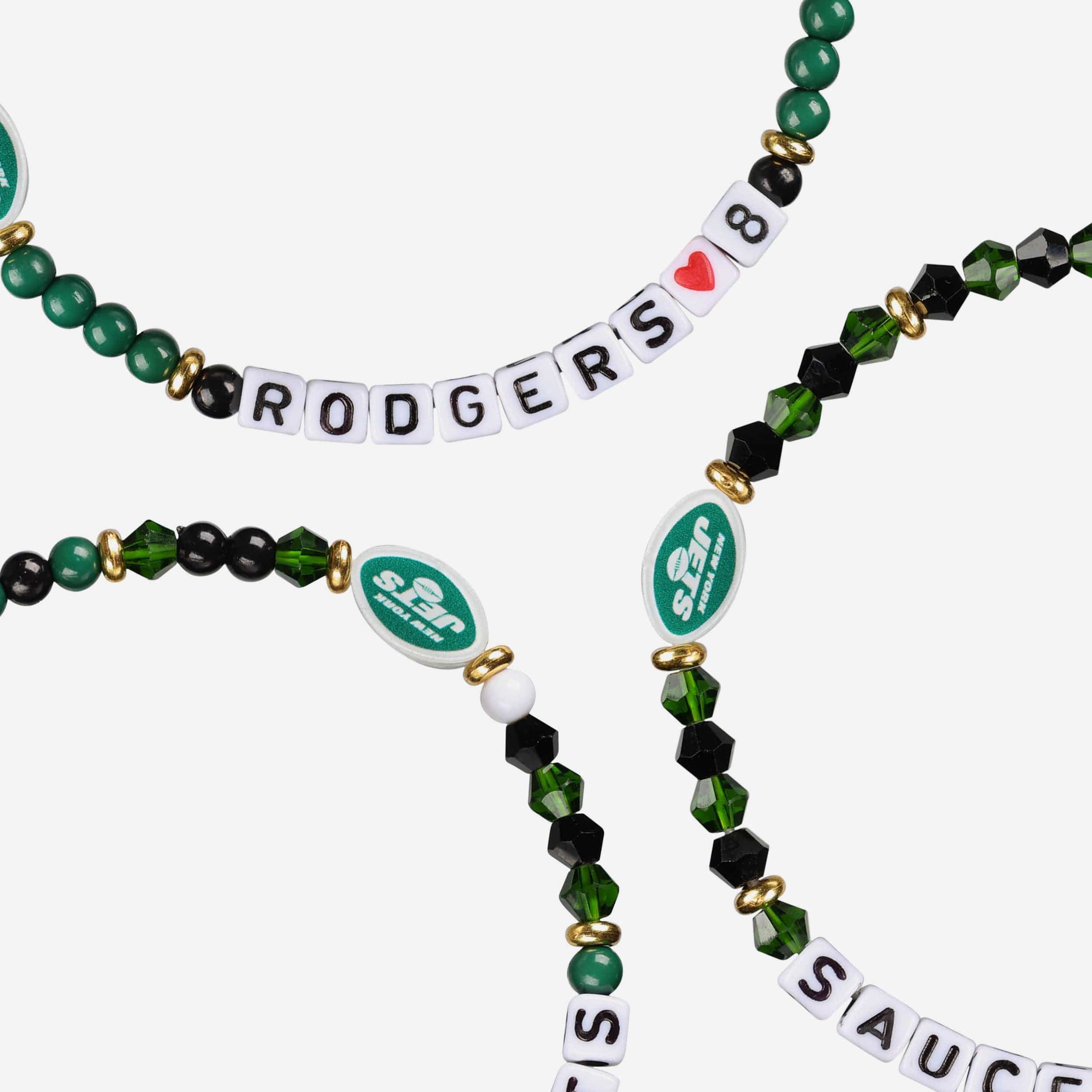 Aaron Rodgers & Sauce Gardner New York Jets 3 Pack Player Friendship Bracelet - Image 2