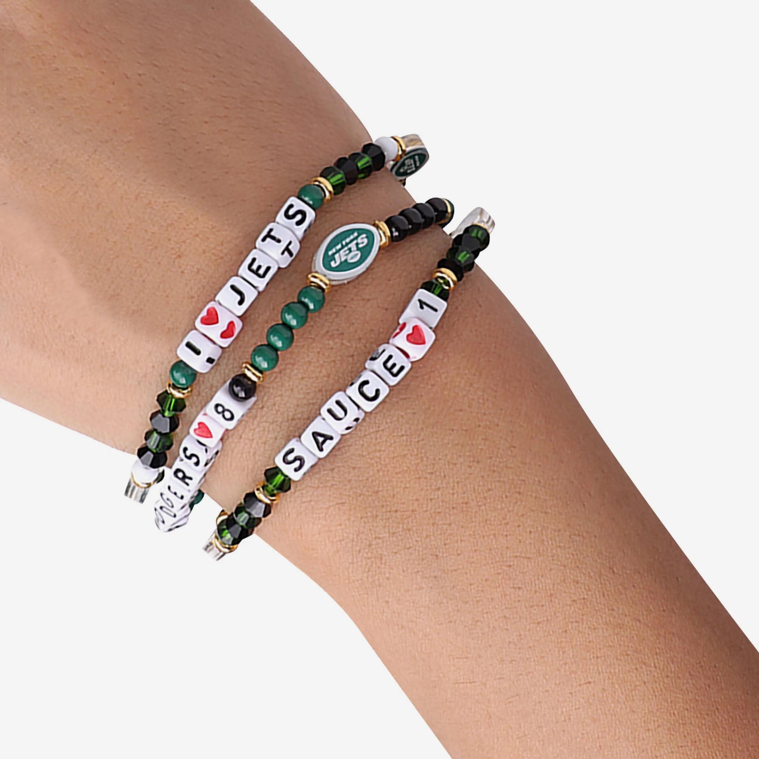 Aaron Rodgers & Sauce Gardner New York Jets 3 Pack Player Friendship Bracelet - Image 4