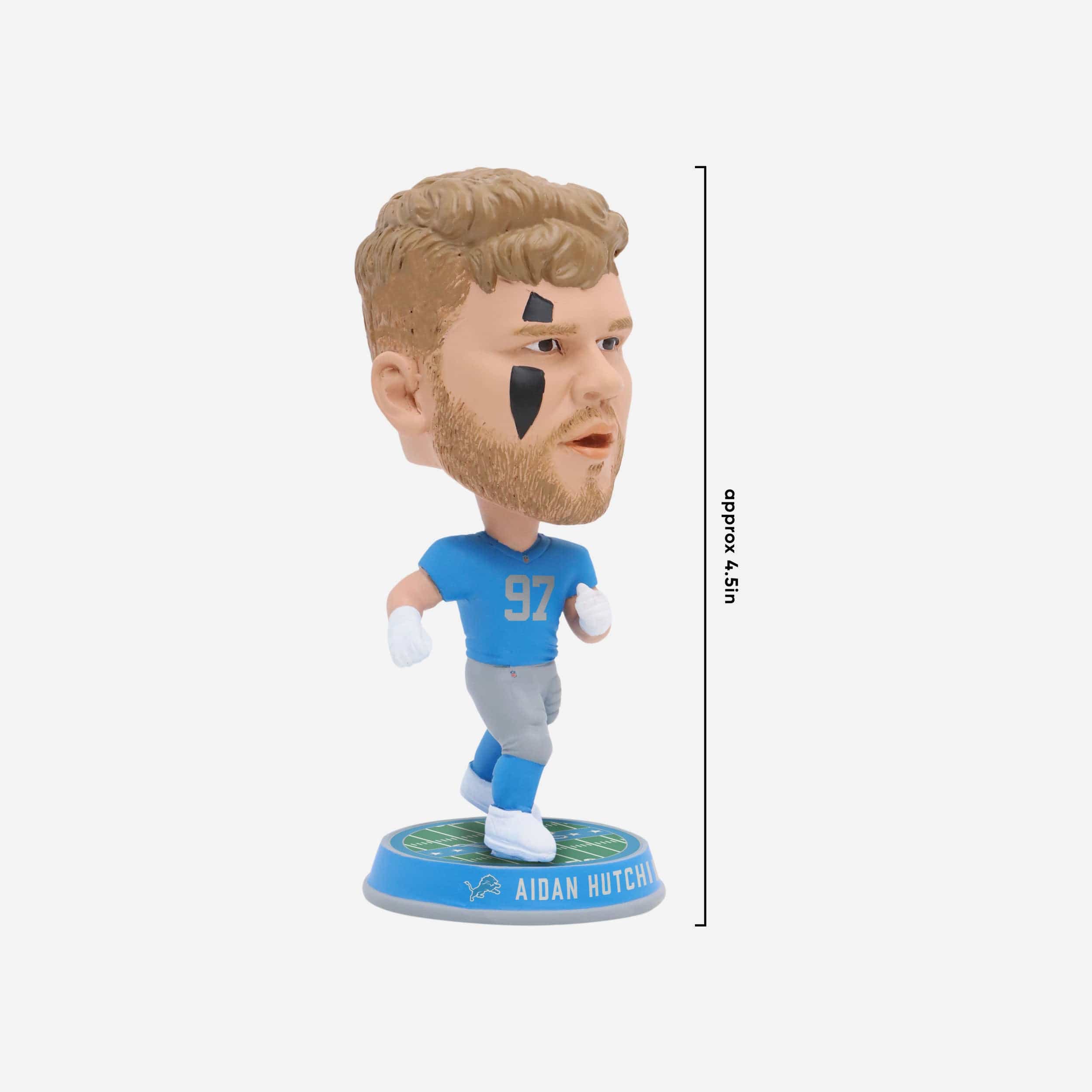 Aidan Hutchinson Detroit Lions Retro Uniform Field Stripe Mini Bighead Bobblehead - Image 4