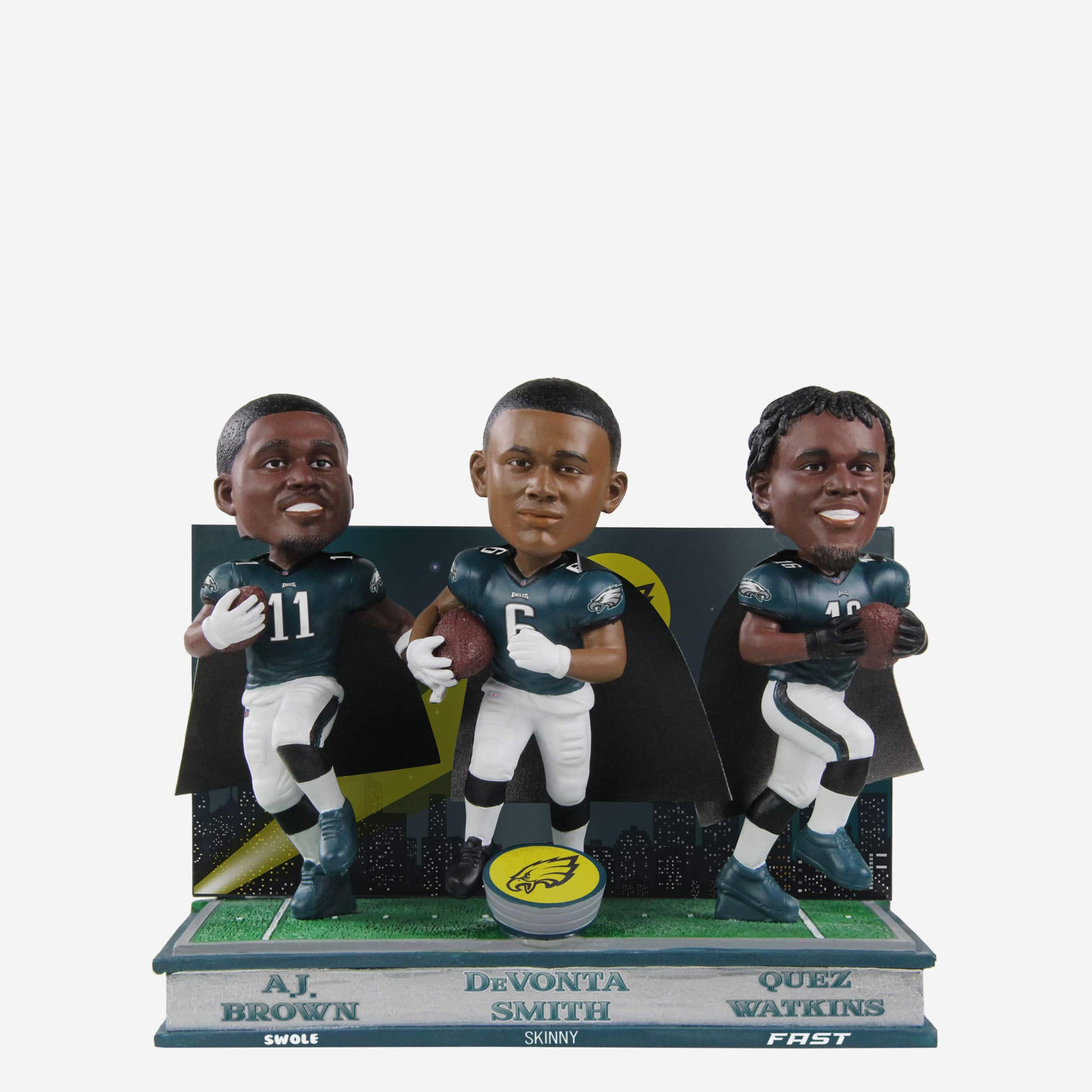 AJ Brown & DeVonta Smith & Quez Watkins Philadelphia Eagles Swole Skinny Fast Triple Bobblehead