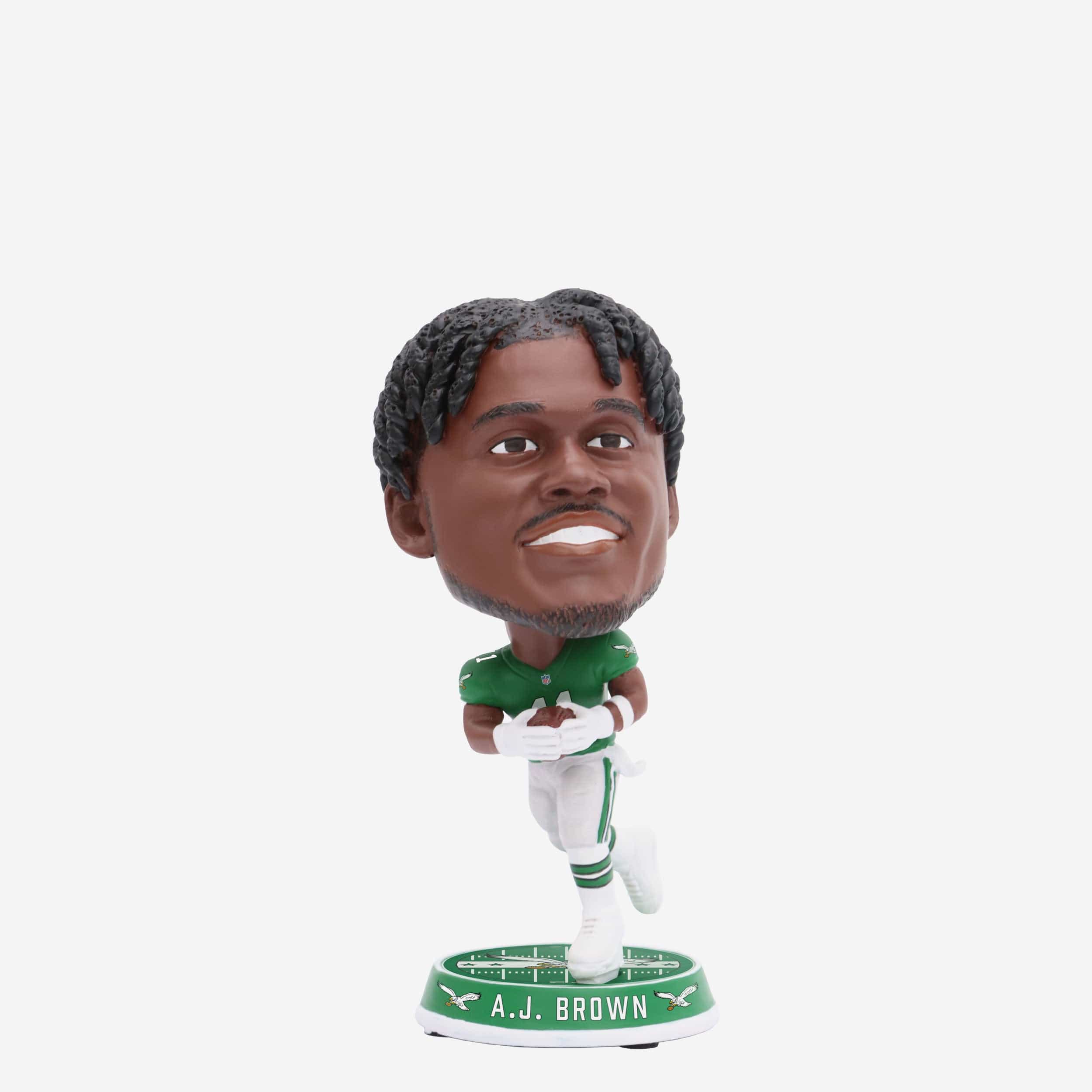 AJ Brown Philadelphia Eagles Kelly Green Uniform Field Stripe Mini Bighead Bobblehead