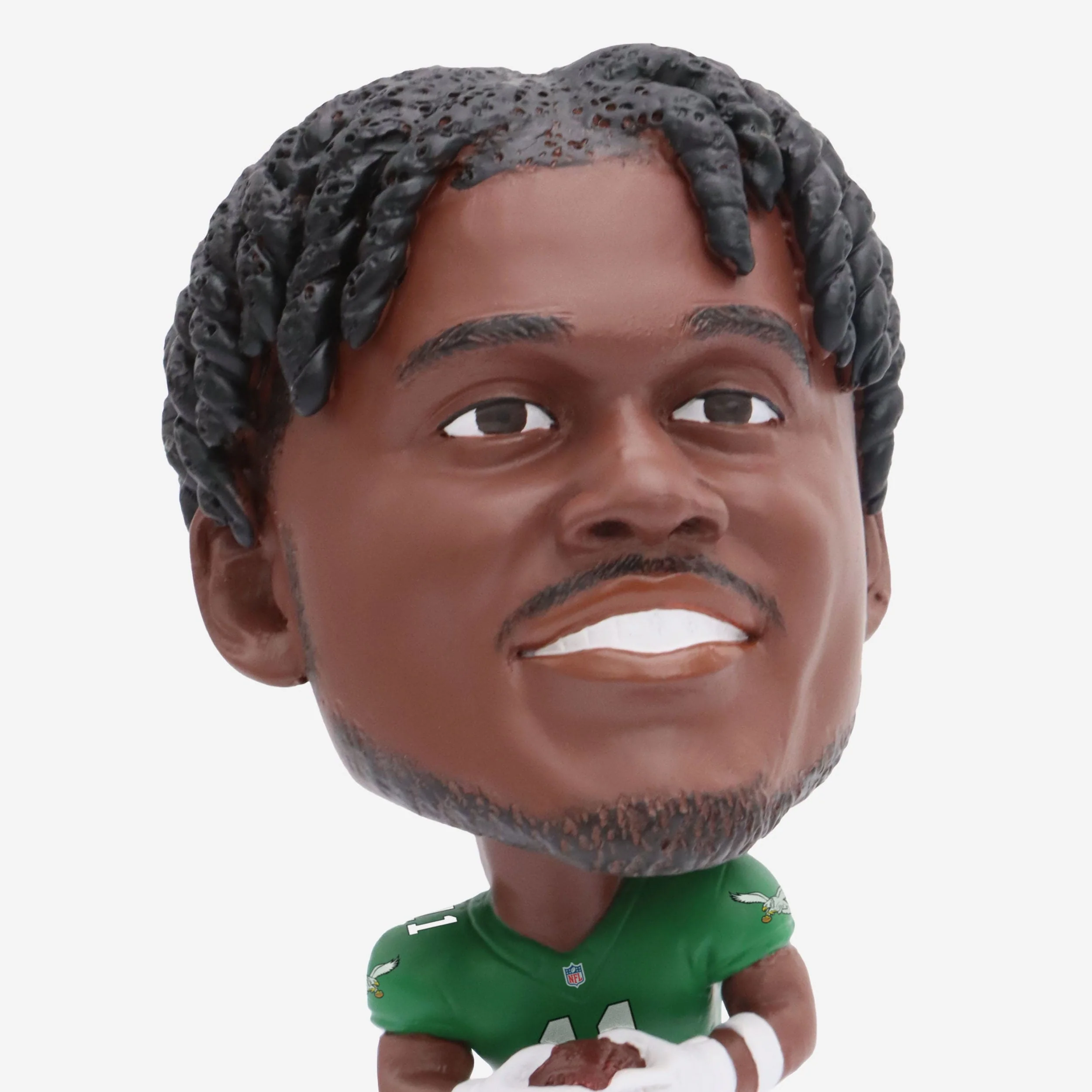 AJ Brown Philadelphia Eagles Kelly Green Uniform Field Stripe Mini Bighead Bobblehead - Image 2