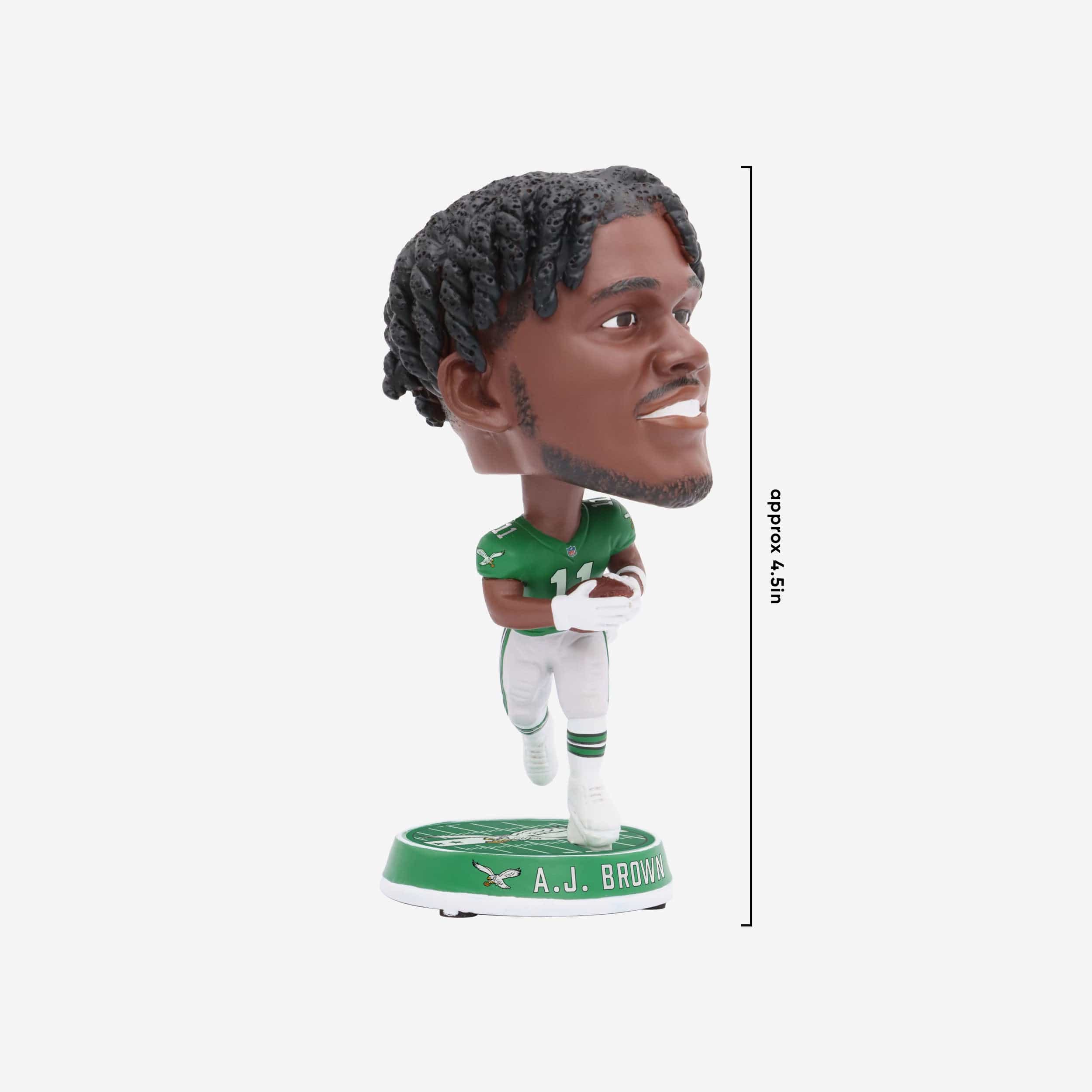 AJ Brown Philadelphia Eagles Kelly Green Uniform Field Stripe Mini Bighead Bobblehead - Image 4
