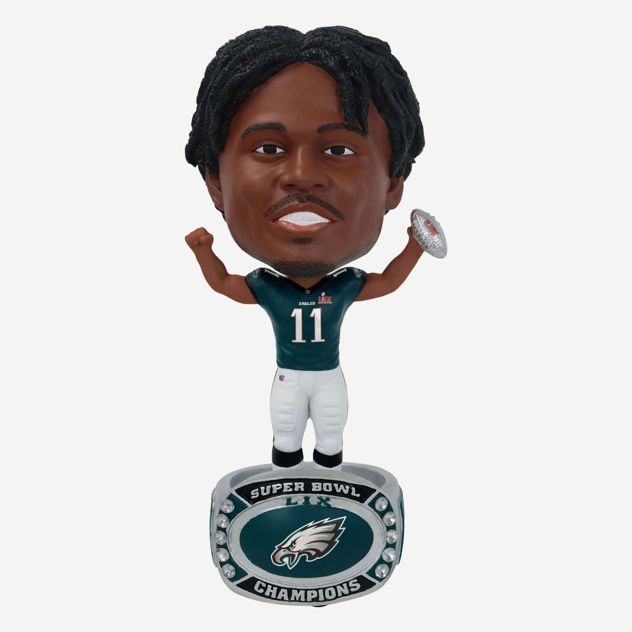 AJ Brown Philadelphia Eagles Super Bowl LIX Champions Ring Base Bighead Bobblehead