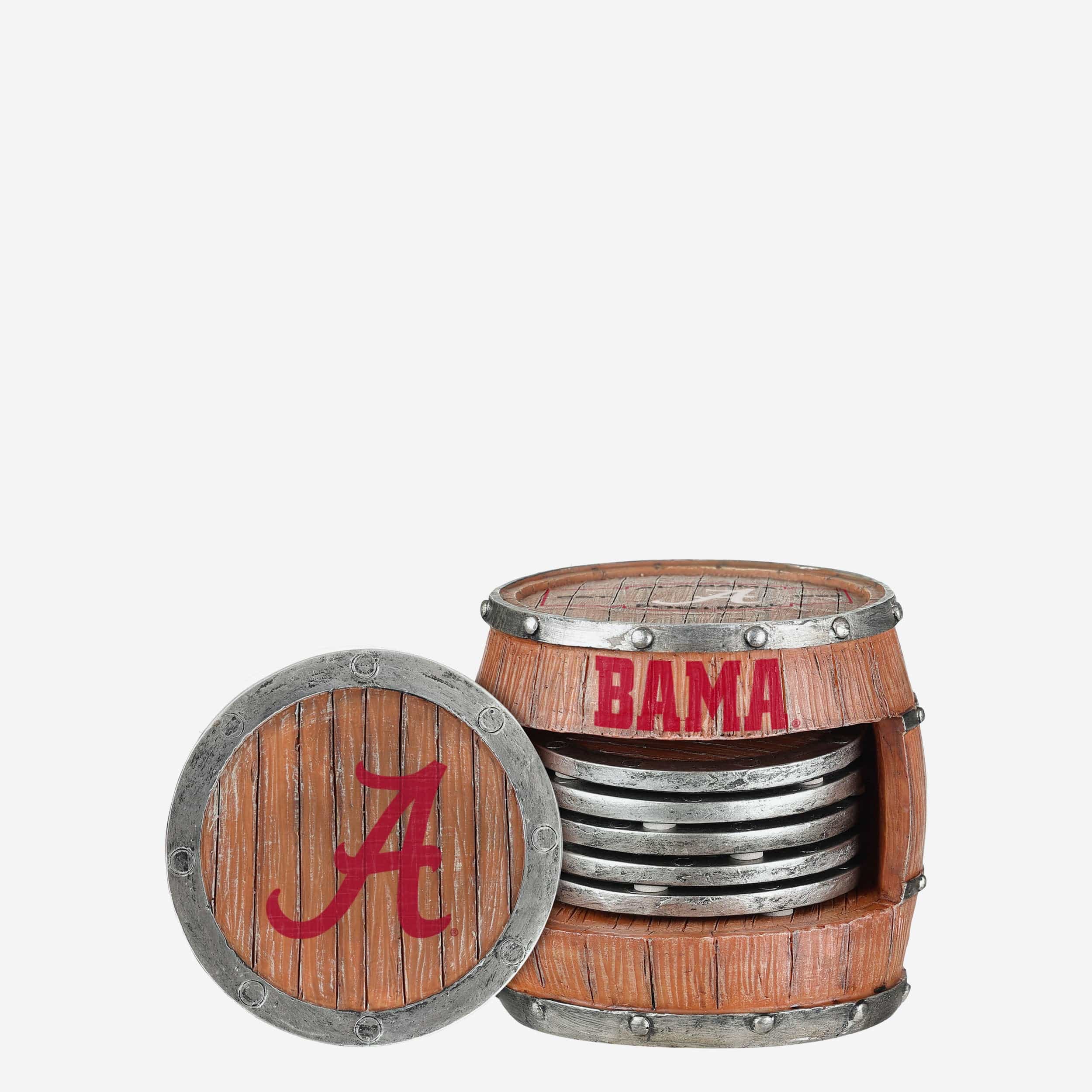 Alabama Crimson Tide 5 Pack Barrel Coaster Set