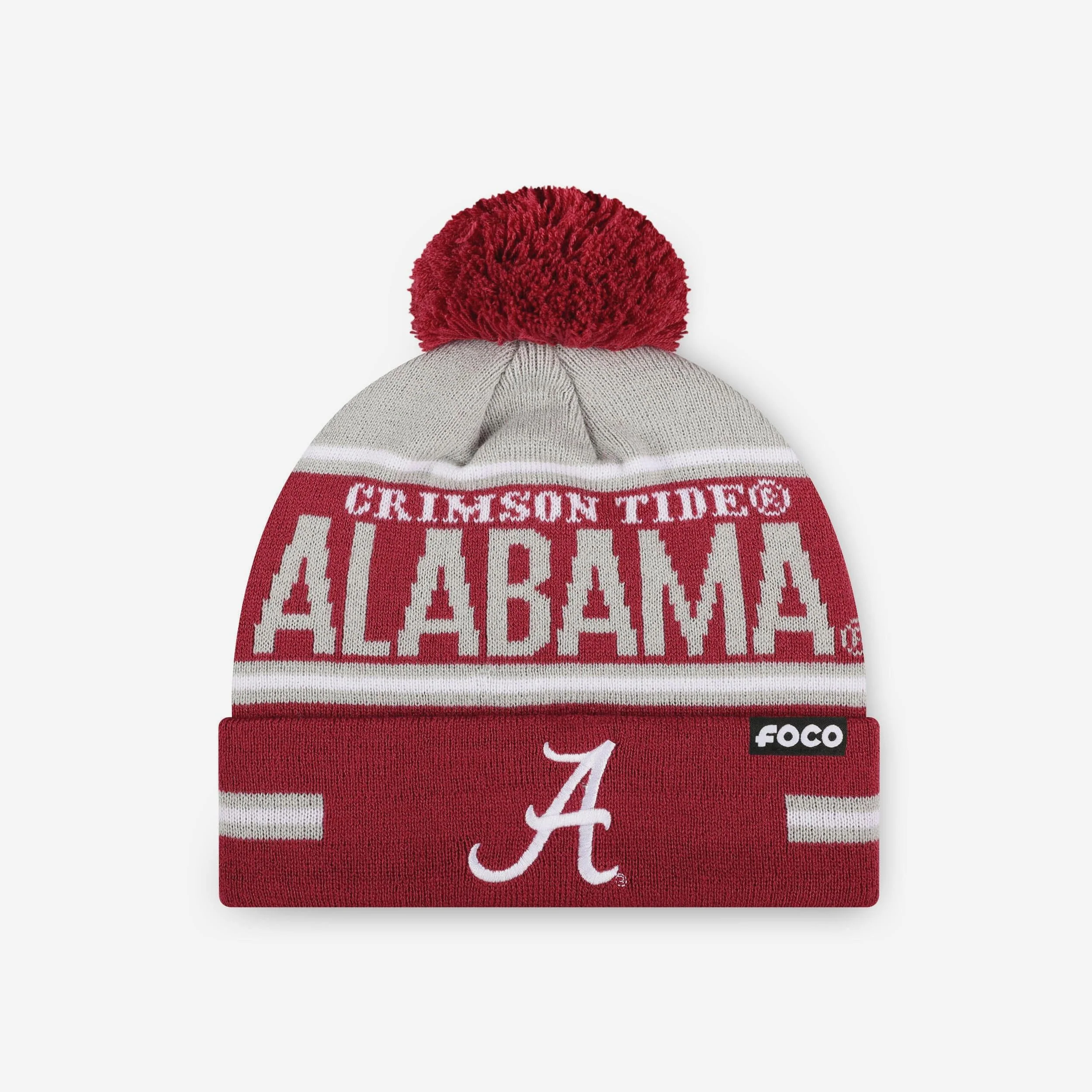 Alabama Crimson Tide Big Wordmark Stripe Pom Beanie