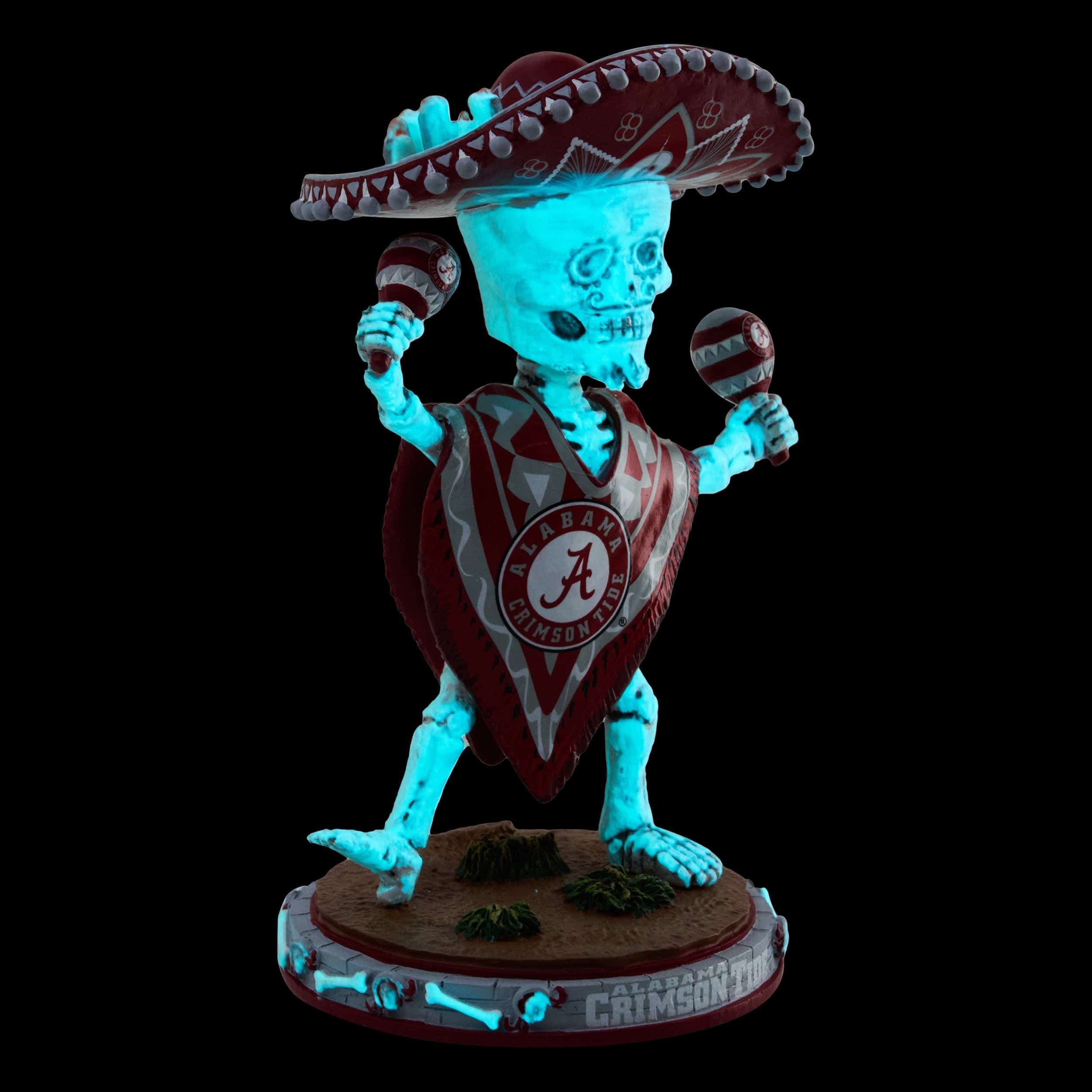 Alabama Crimson Tide Calavera Glow in the Dark Bobblehead - Image 6