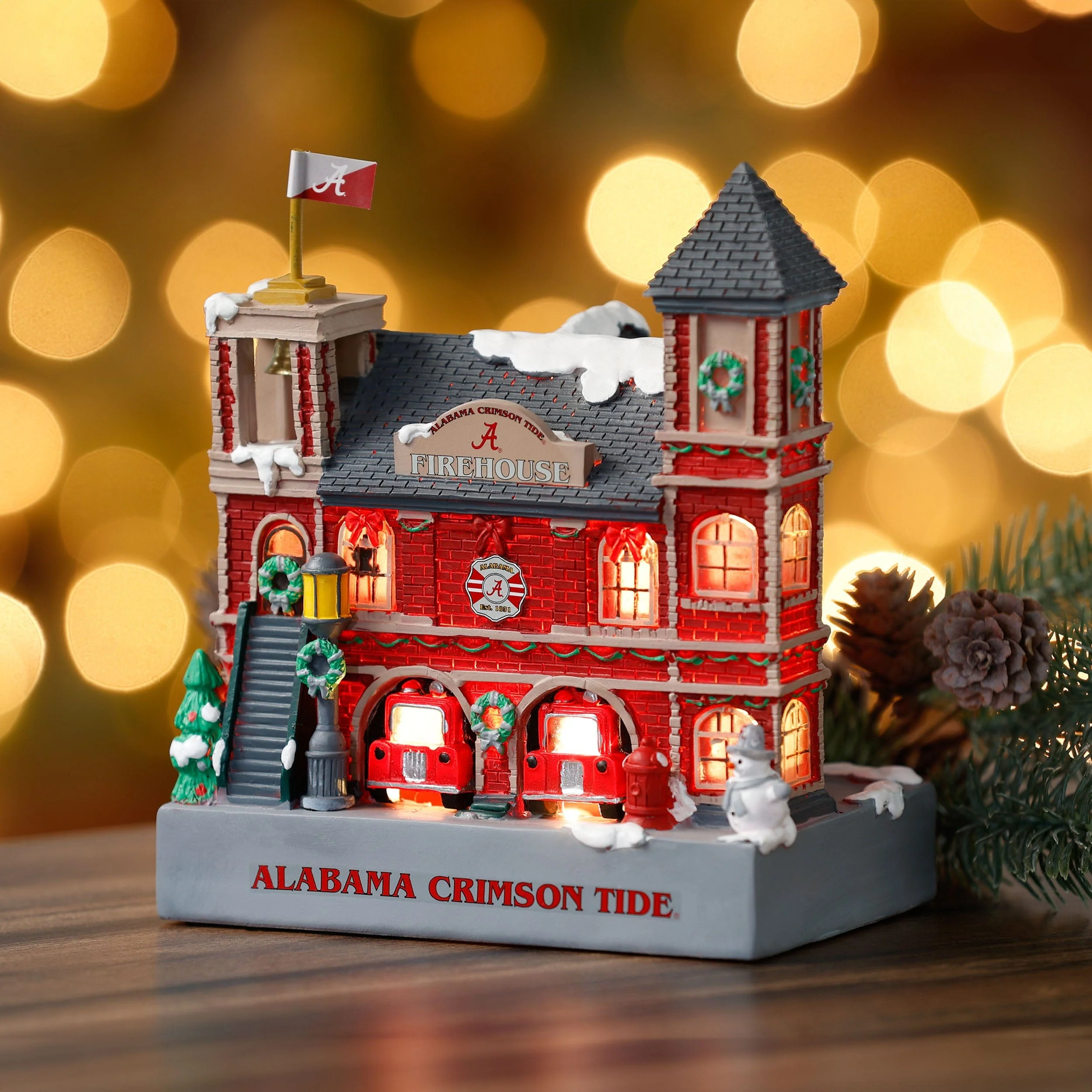 Alabama Crimson Tide Light Up Resin Team Firehouse - Image 2