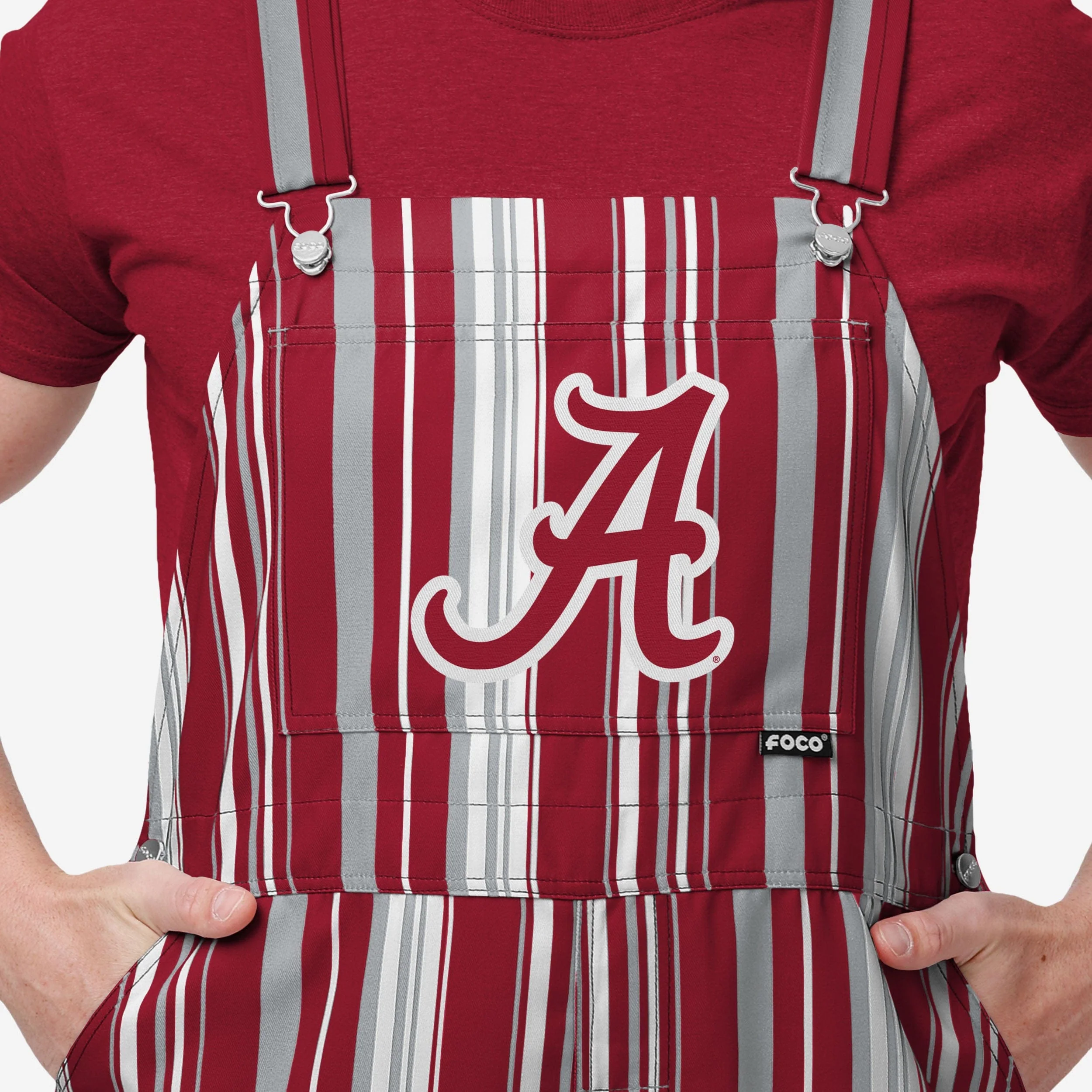 Alabama Crimson Tide Mens Hyper Stripe Bib Overalls - Image 4