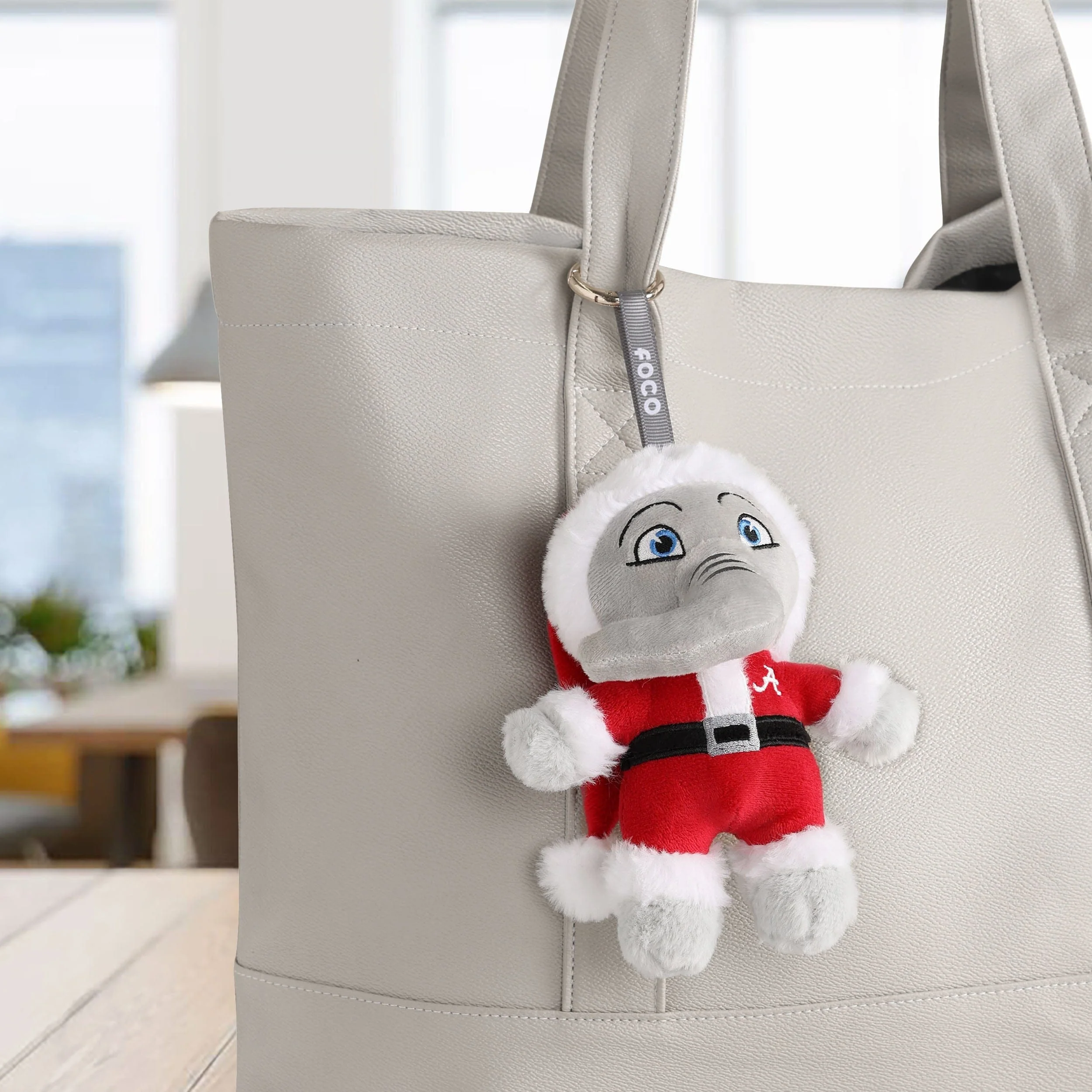 Alabama Crimson Tide Plush Mascot Santa Bag Charm Keychain - Image 2