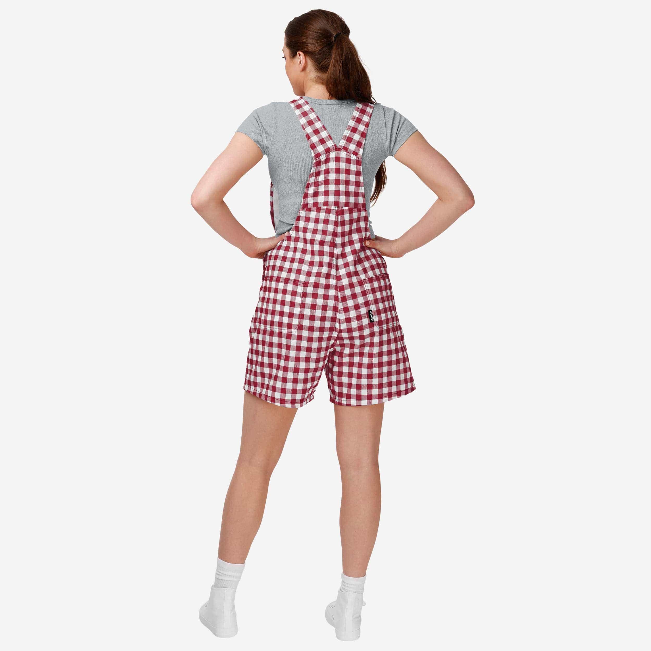 Alabama Crimson Tide Womens Gingham Check Bib Shortalls - Image 2