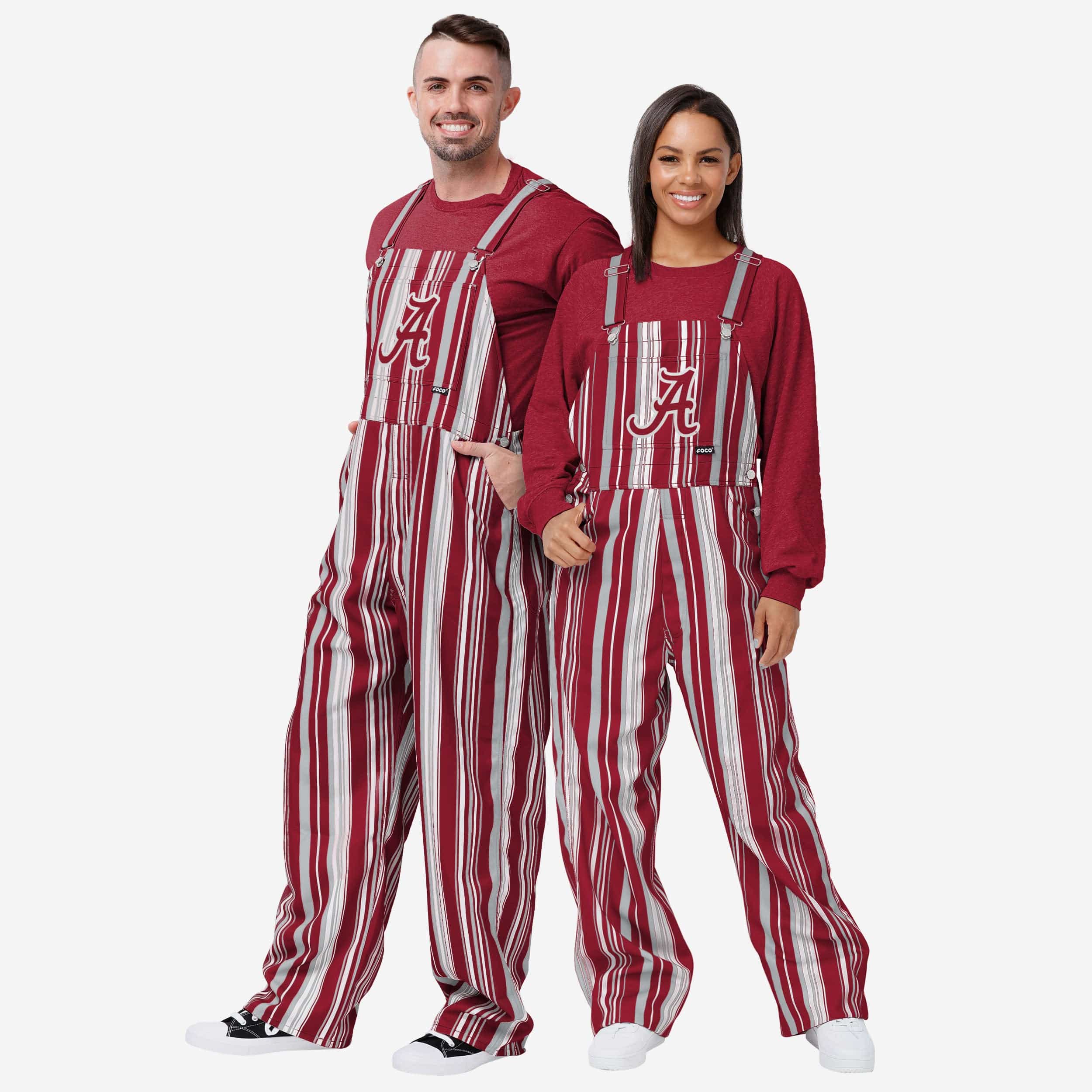Alabama Crimson Tide Womens Hyper Stripe Bib Overalls - Image 3