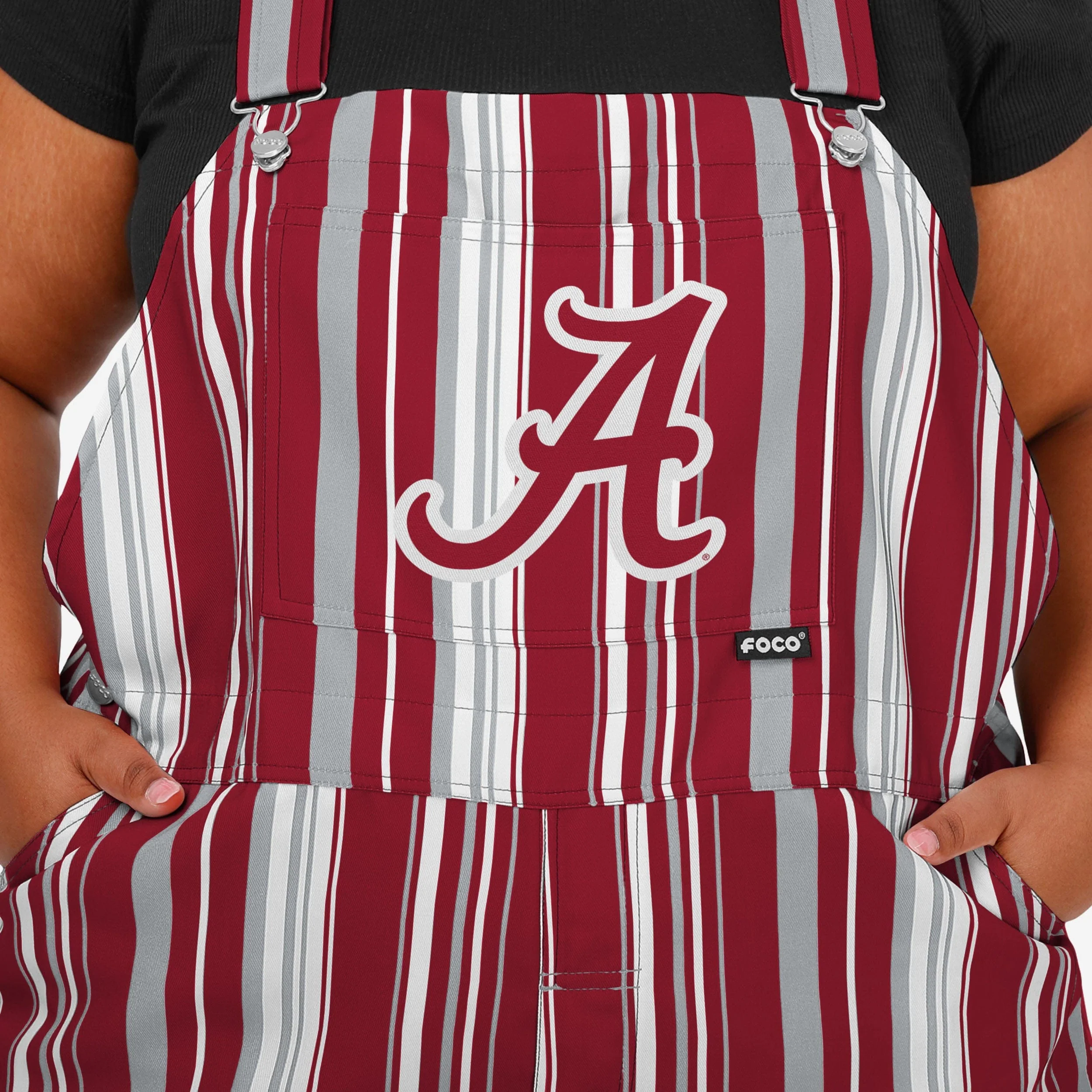 Alabama Crimson Tide Womens Hyper Stripe Bib Overalls - Image 4