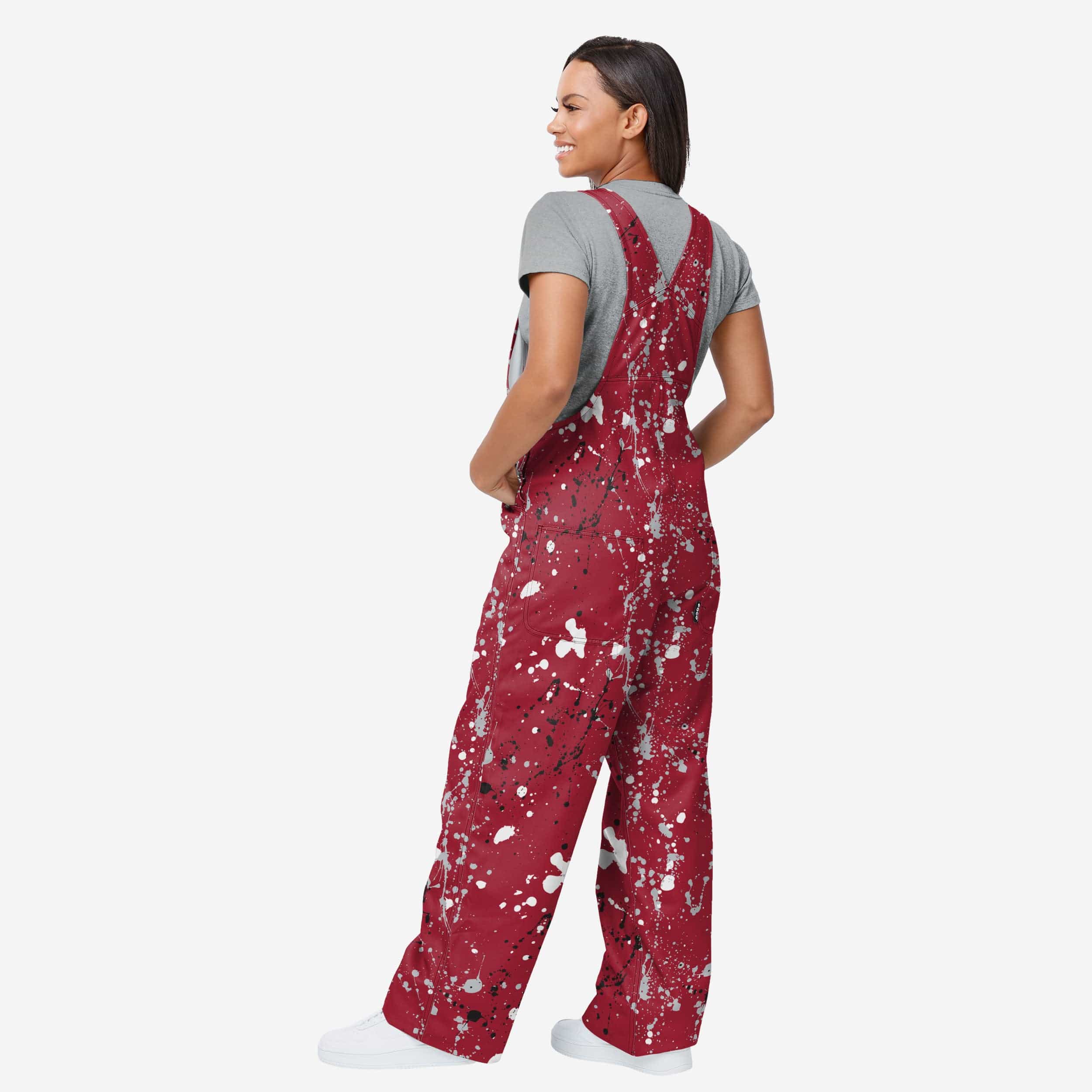 Alabama Crimson Tide Womens Paint Splatter Bib Overalls - Image 2