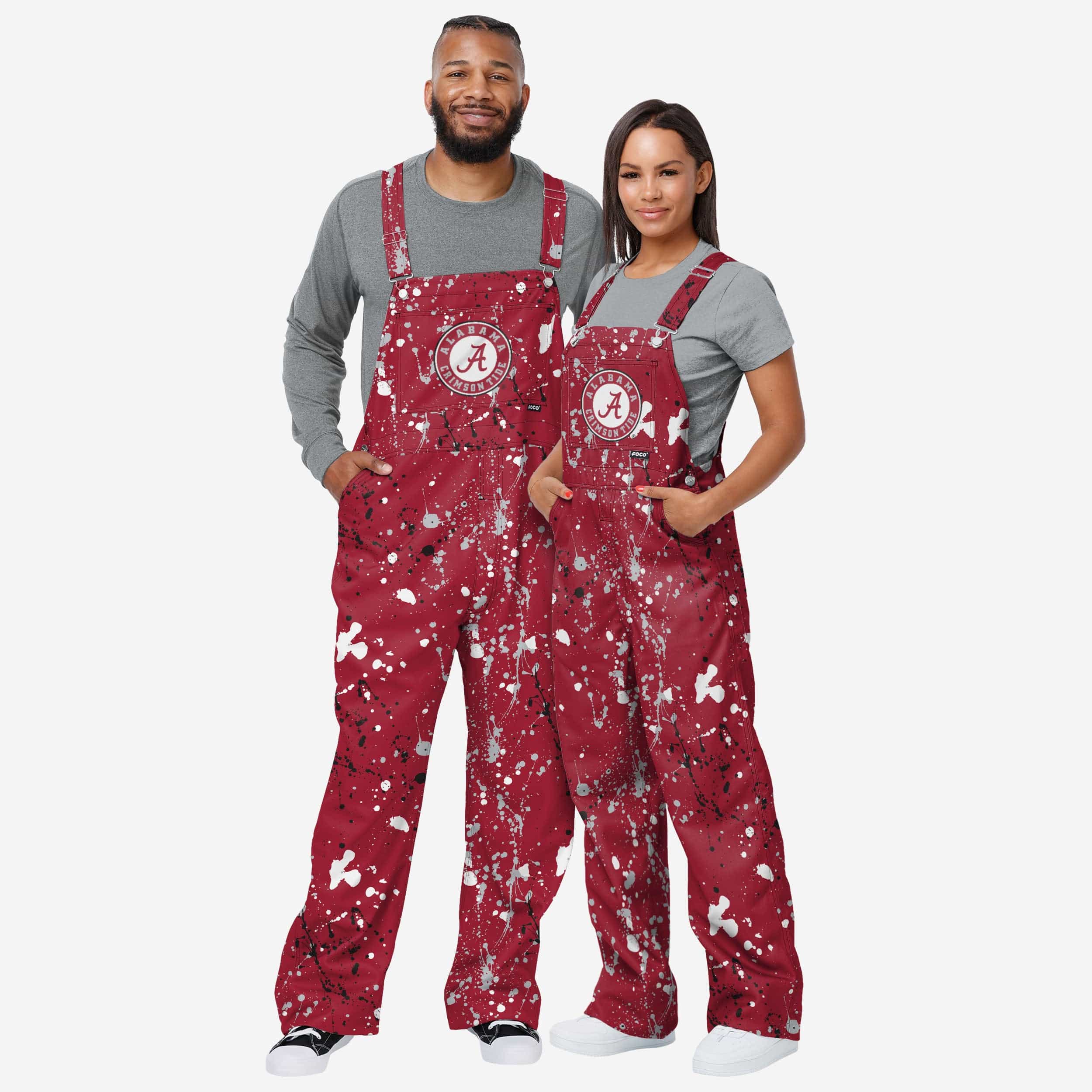 Alabama Crimson Tide Womens Paint Splatter Bib Overalls - Image 3