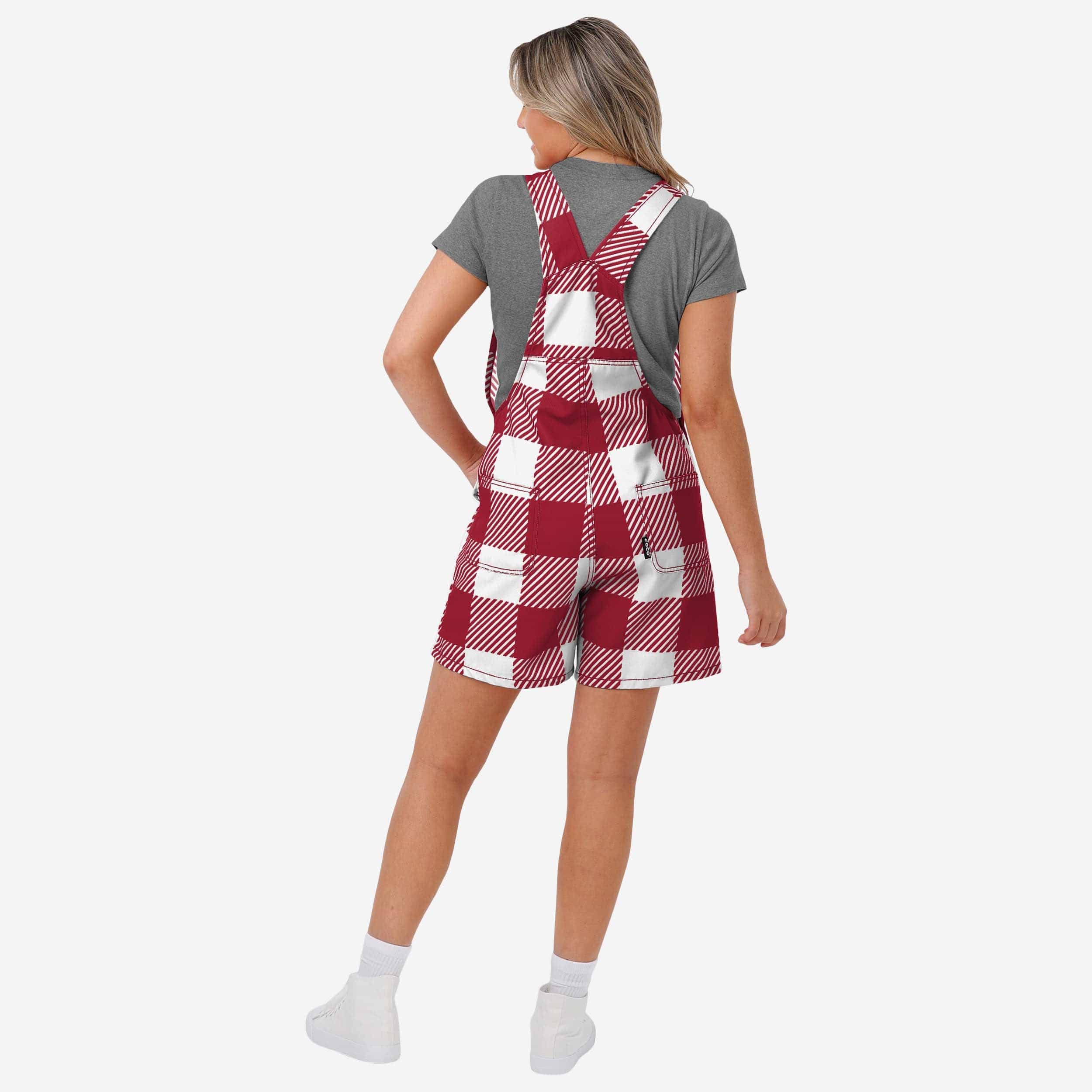 Alabama Crimson Tide Womens Plaid Bib Shortalls - Image 2