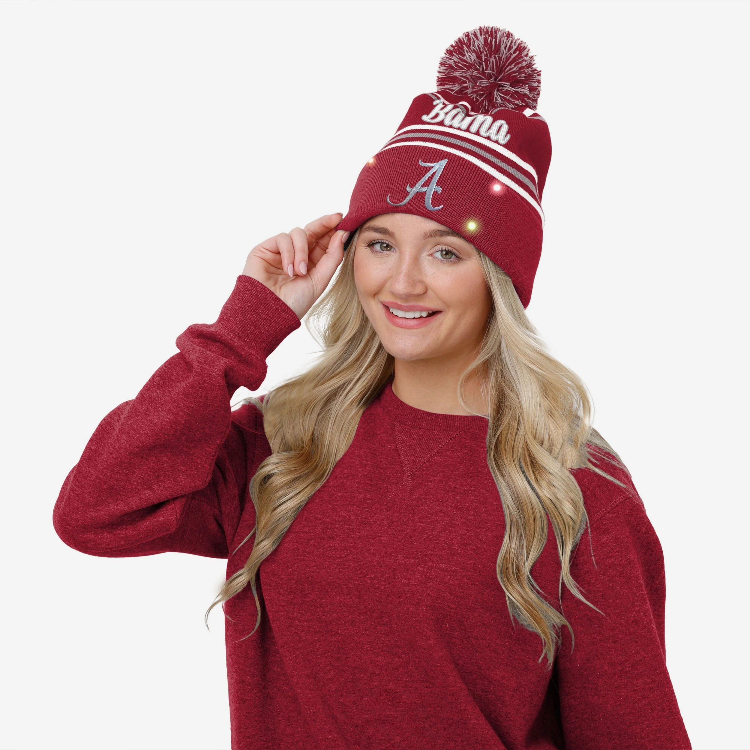 Alabama Crimson Tide Womens Wordmark Script Light Up Beanie - Image 3