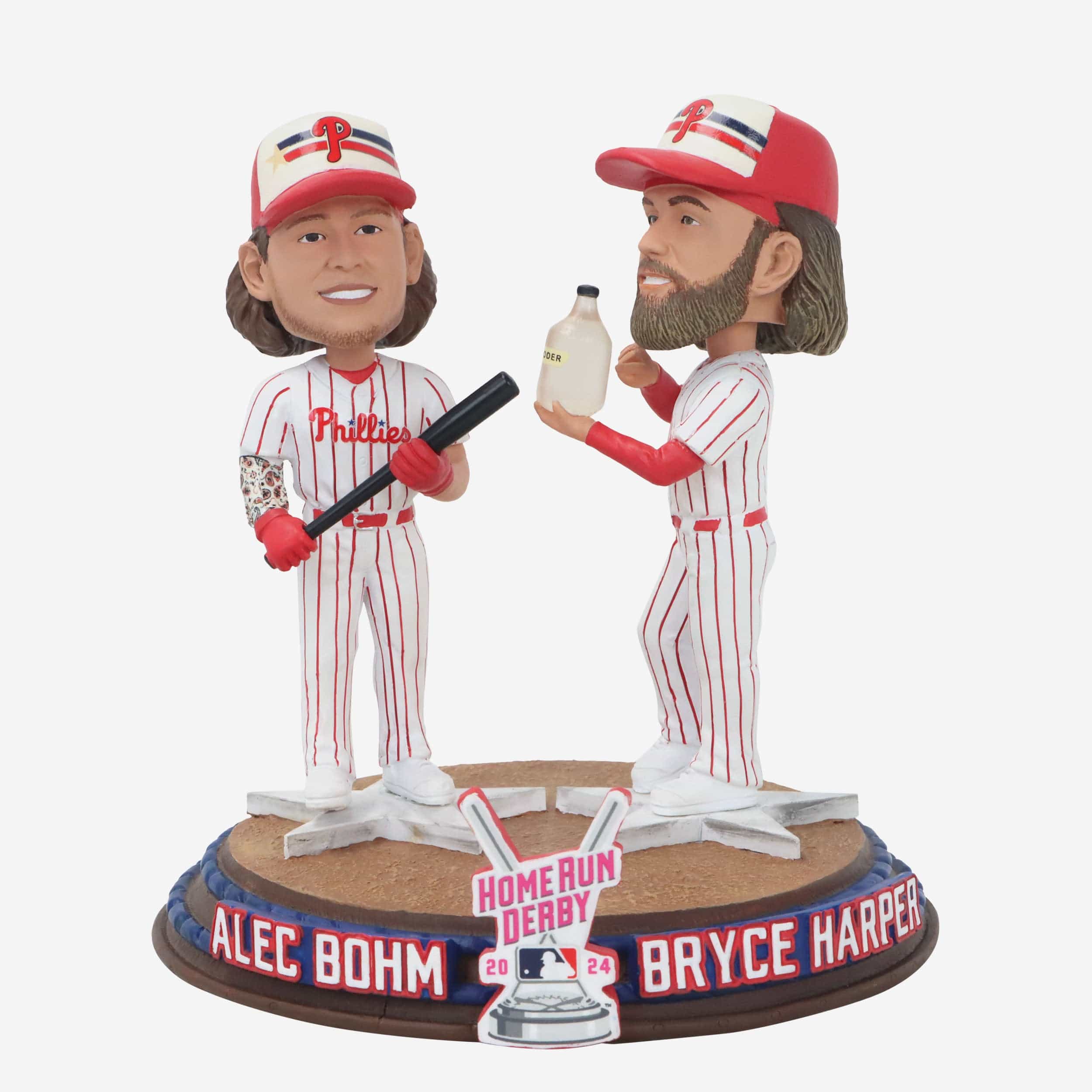 Alec Bohm & Bryce Harper Philadelphia Phillies Philly Wooder 2024 Home Run Derby Mini Bobblehead Scene