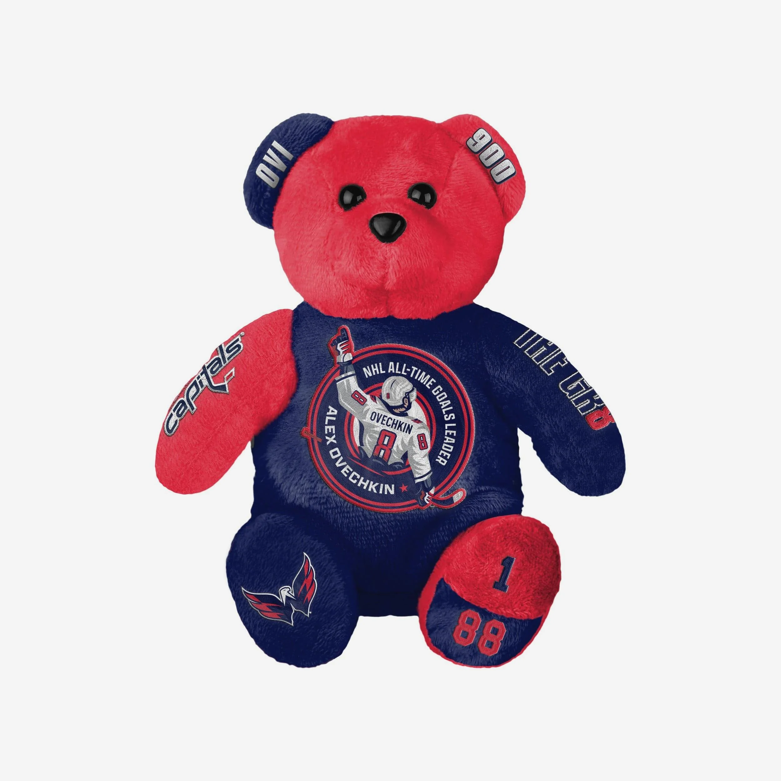 Alex Ovechkin Washington Capitals 900 Goals Team Beans Embroidered Player Bear - Image 3