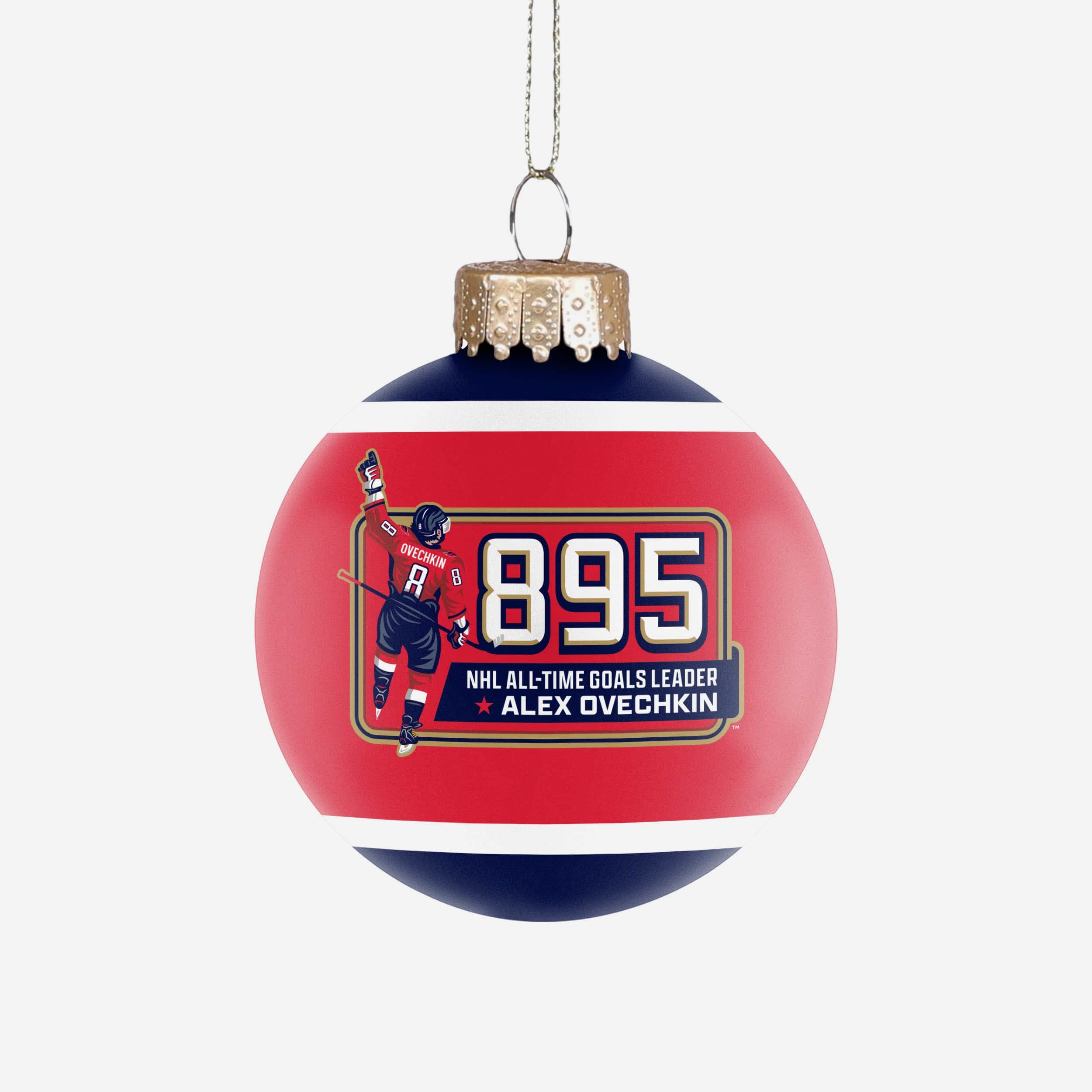 Alex Ovechkin Washington Capitals All-Time Leading Goal Scorer Glass Ball Ornament