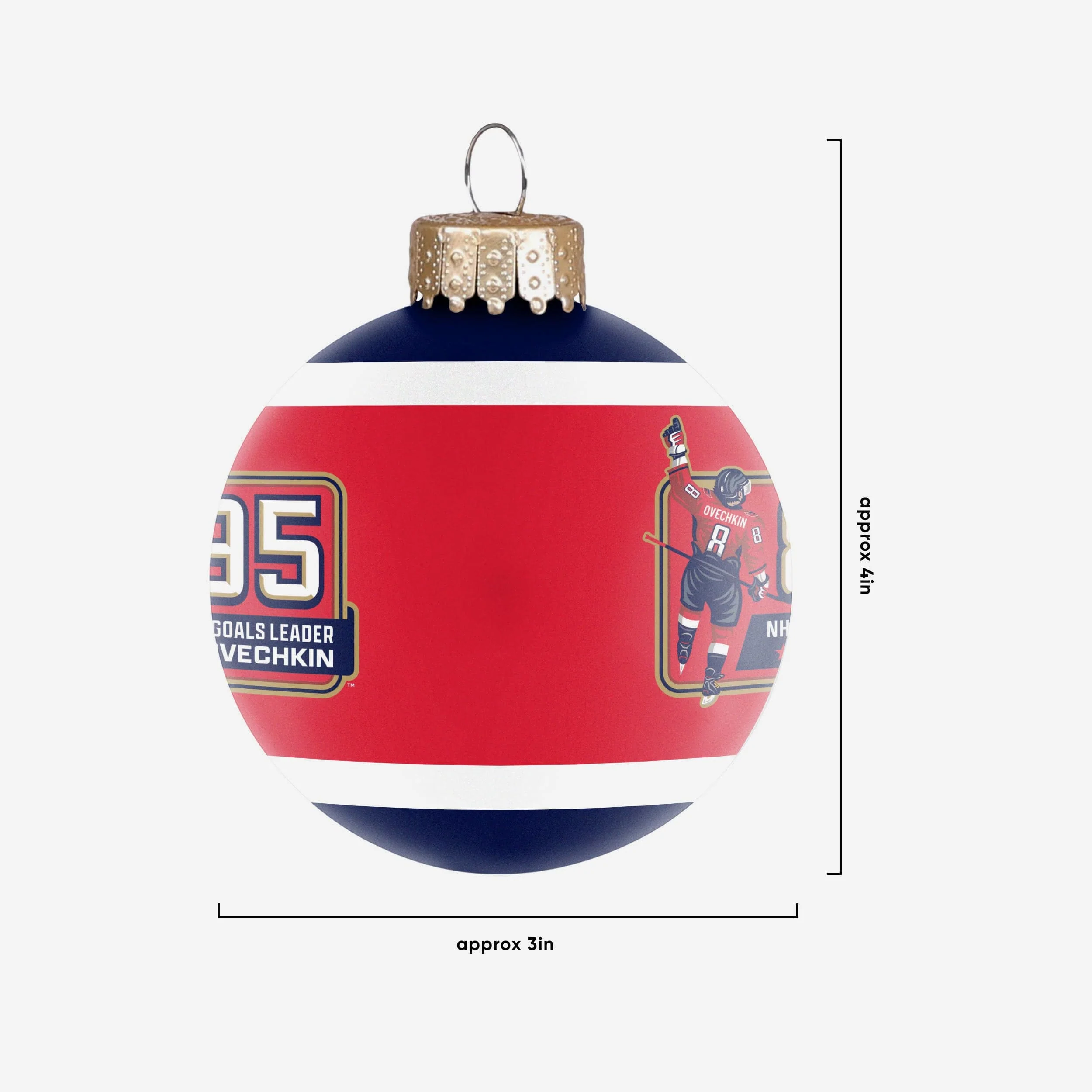 Alex Ovechkin Washington Capitals All-Time Leading Goal Scorer Glass Ball Ornament - Image 3