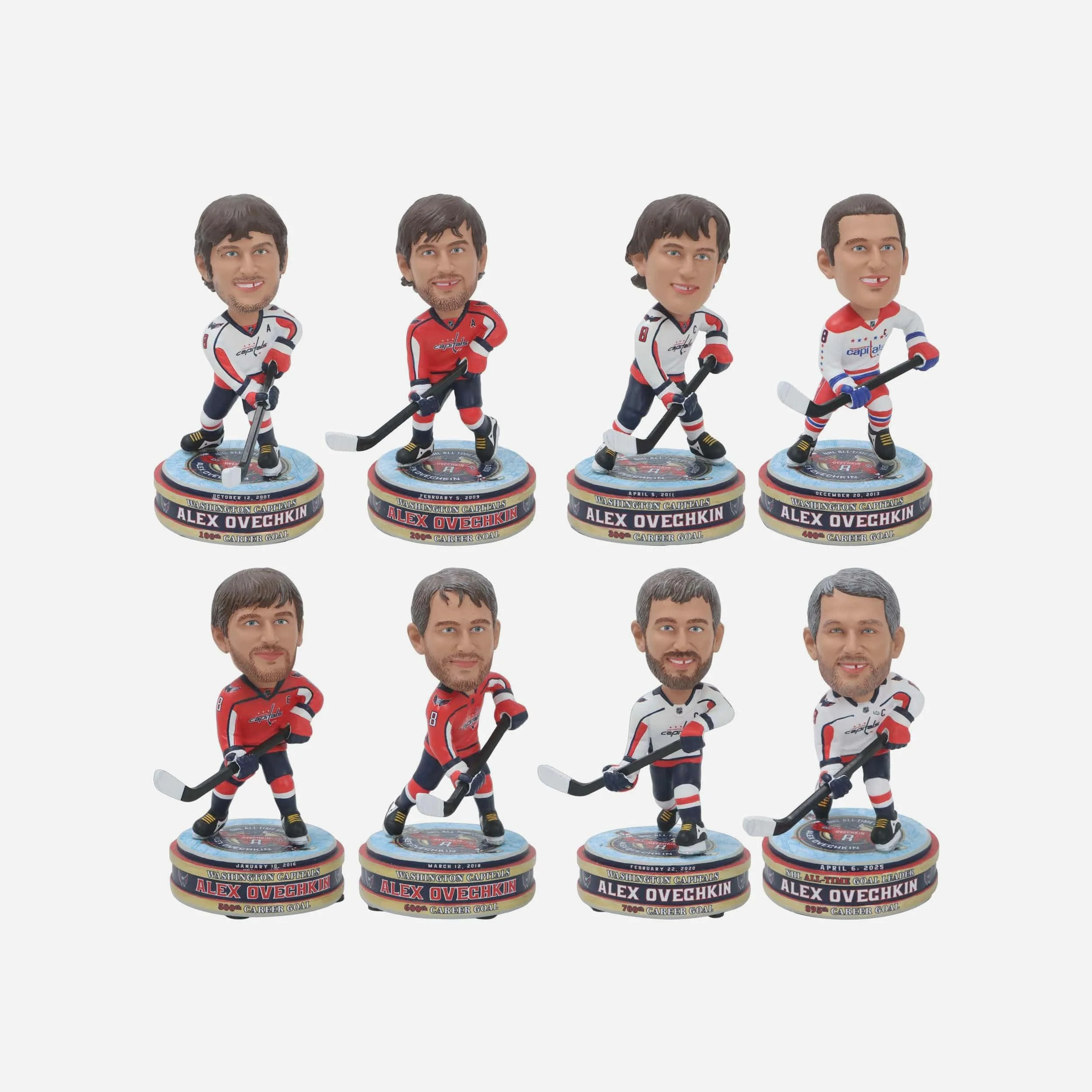 Alex Ovechkin Washington Capitals NHL All-Time Goals Leader Mini Bobblehead Boxed Set