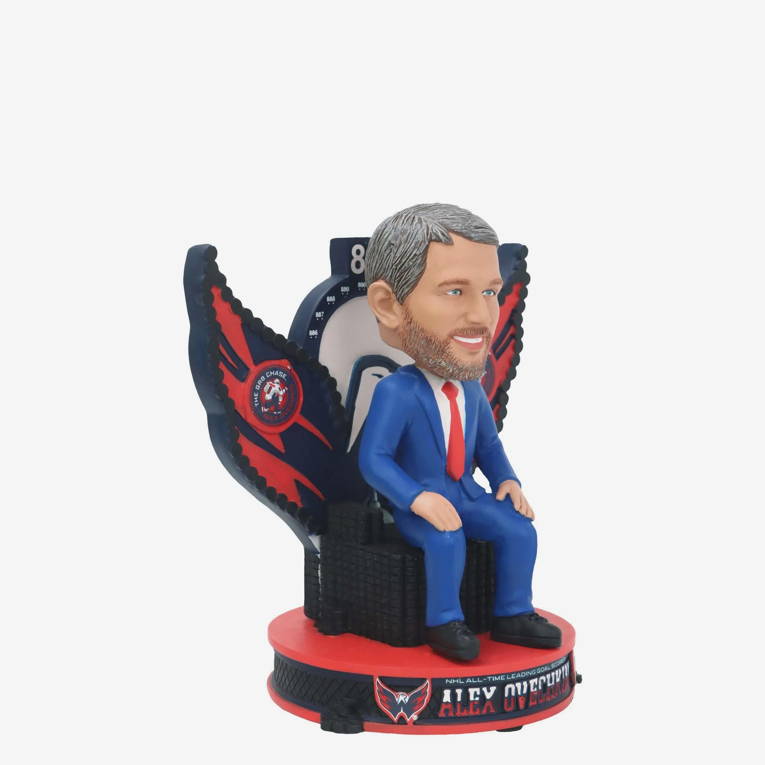Alex Ovechkin Washington Capitals NHL All-Time Goals Leader Puck Throne Mini Bobblehead - Image 4