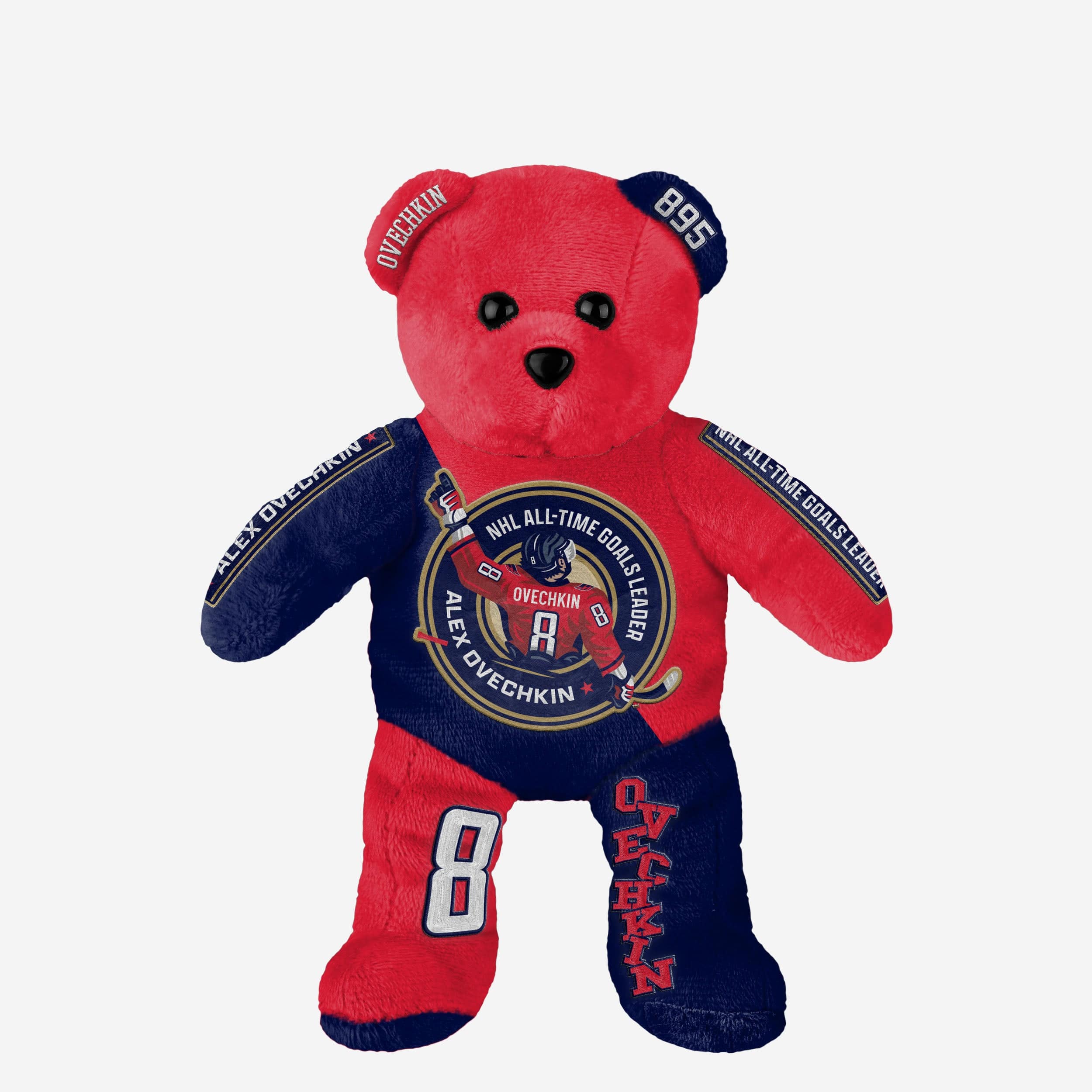 Alex Ovechkin Washington Capitals NHL All-Time Goals Leader Team Beans Embroidered Bear