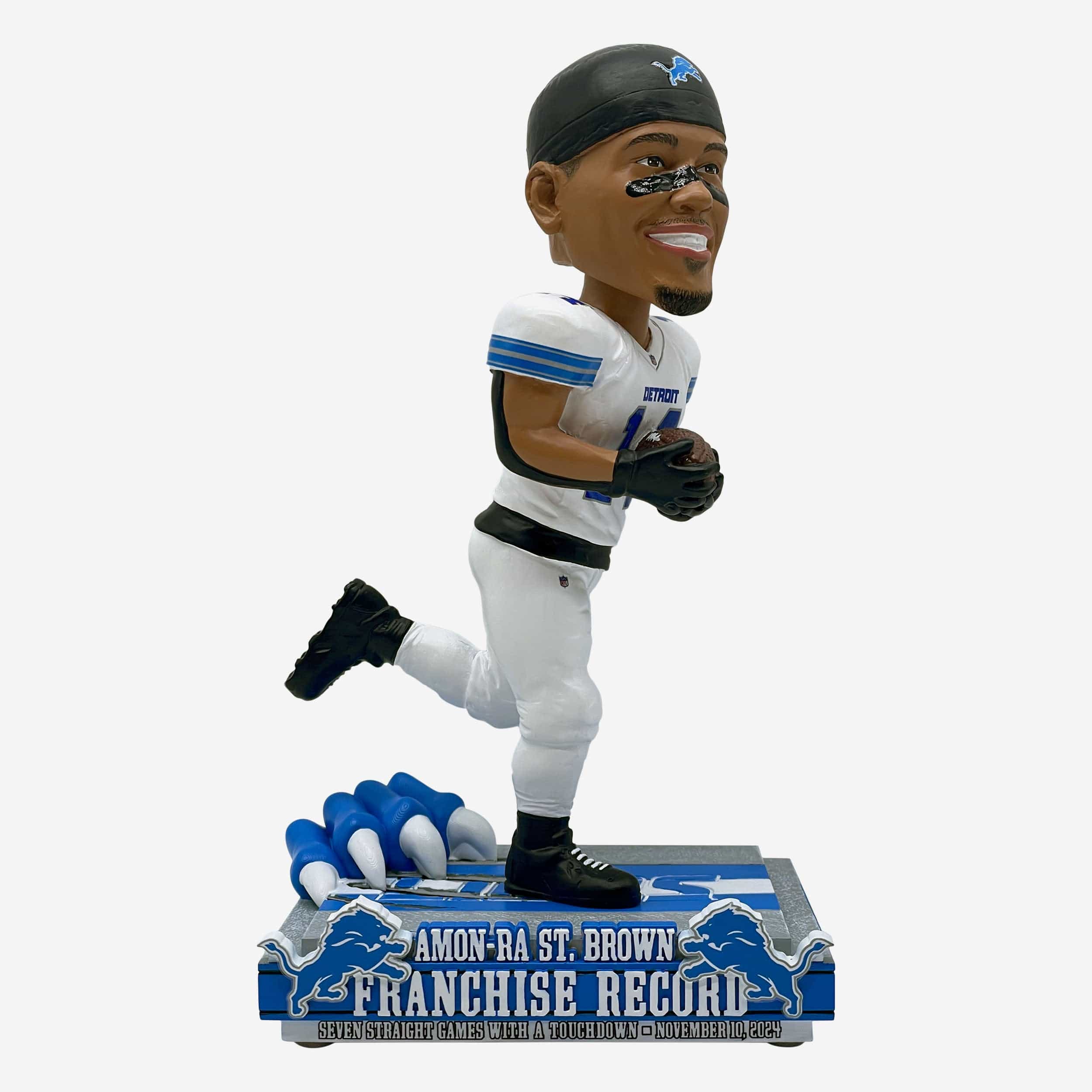 Amon-Ra St Brown Detroit Lions Consecutive Franchise Touchdown Games Record Bobblehead