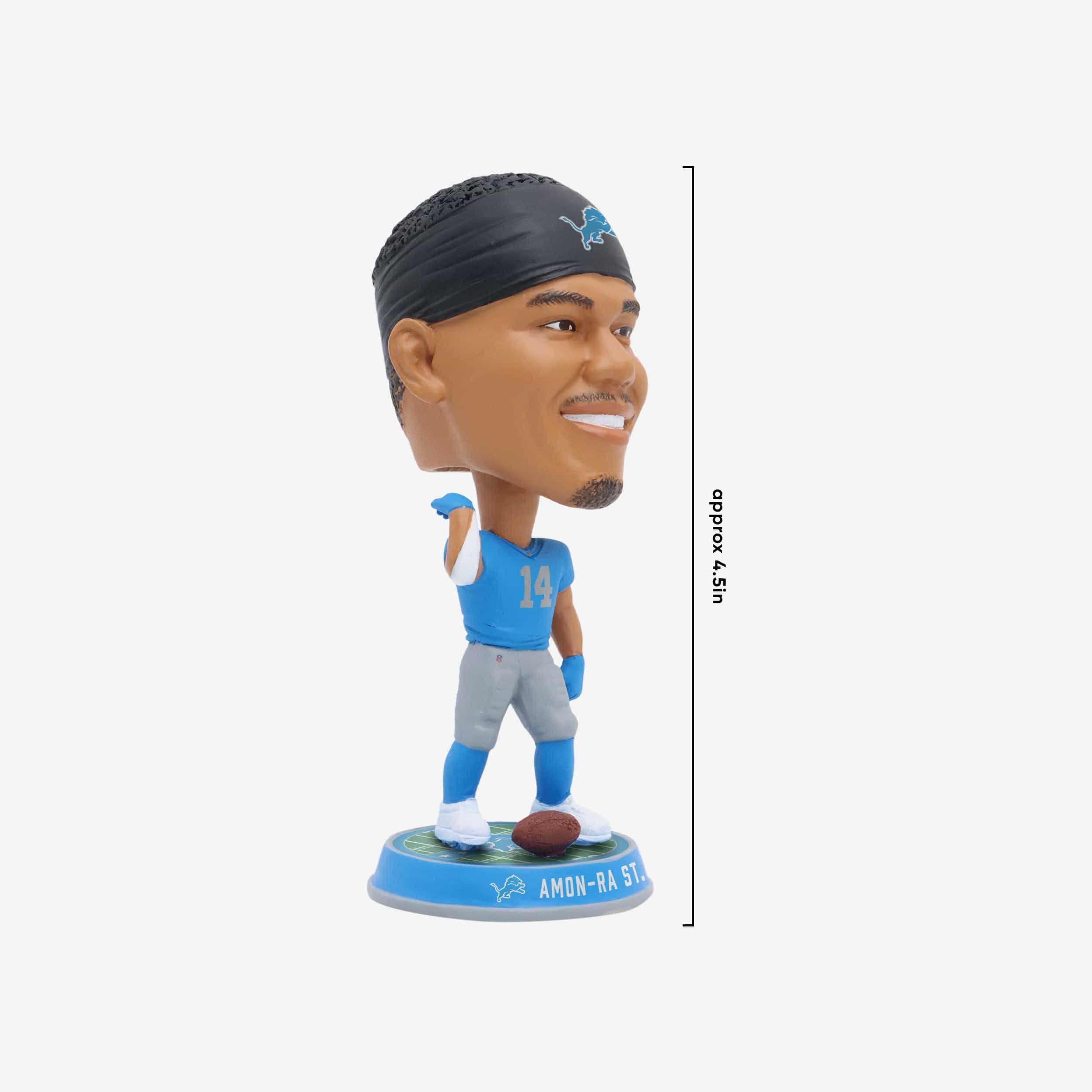 Amon-Ra St Brown Detroit Lions Retro Uniform Field Stripe Mini Bighead Bobblehead - Image 4