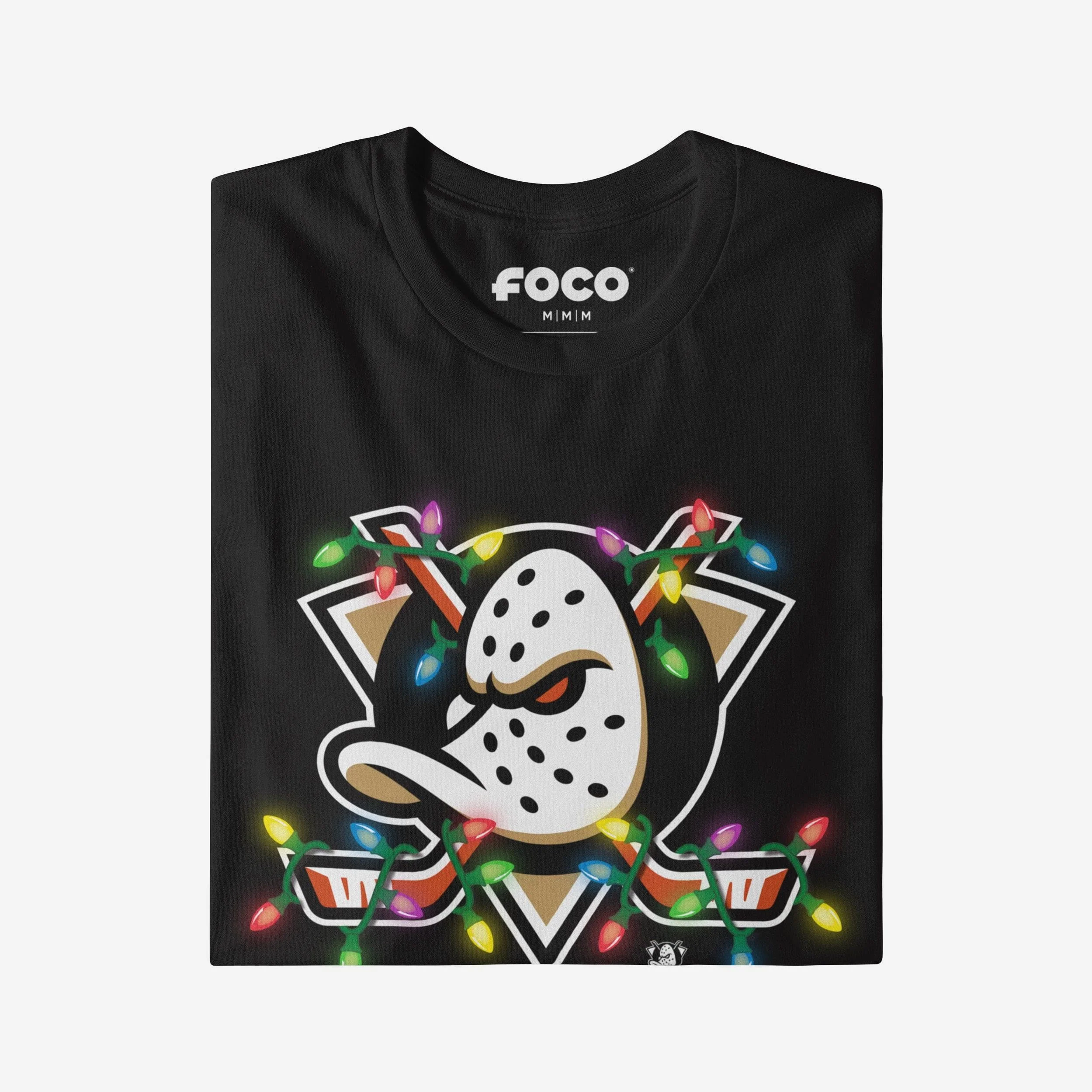 Anaheim Ducks Primary Logo Holiday Lights T-Shirt - Image 3