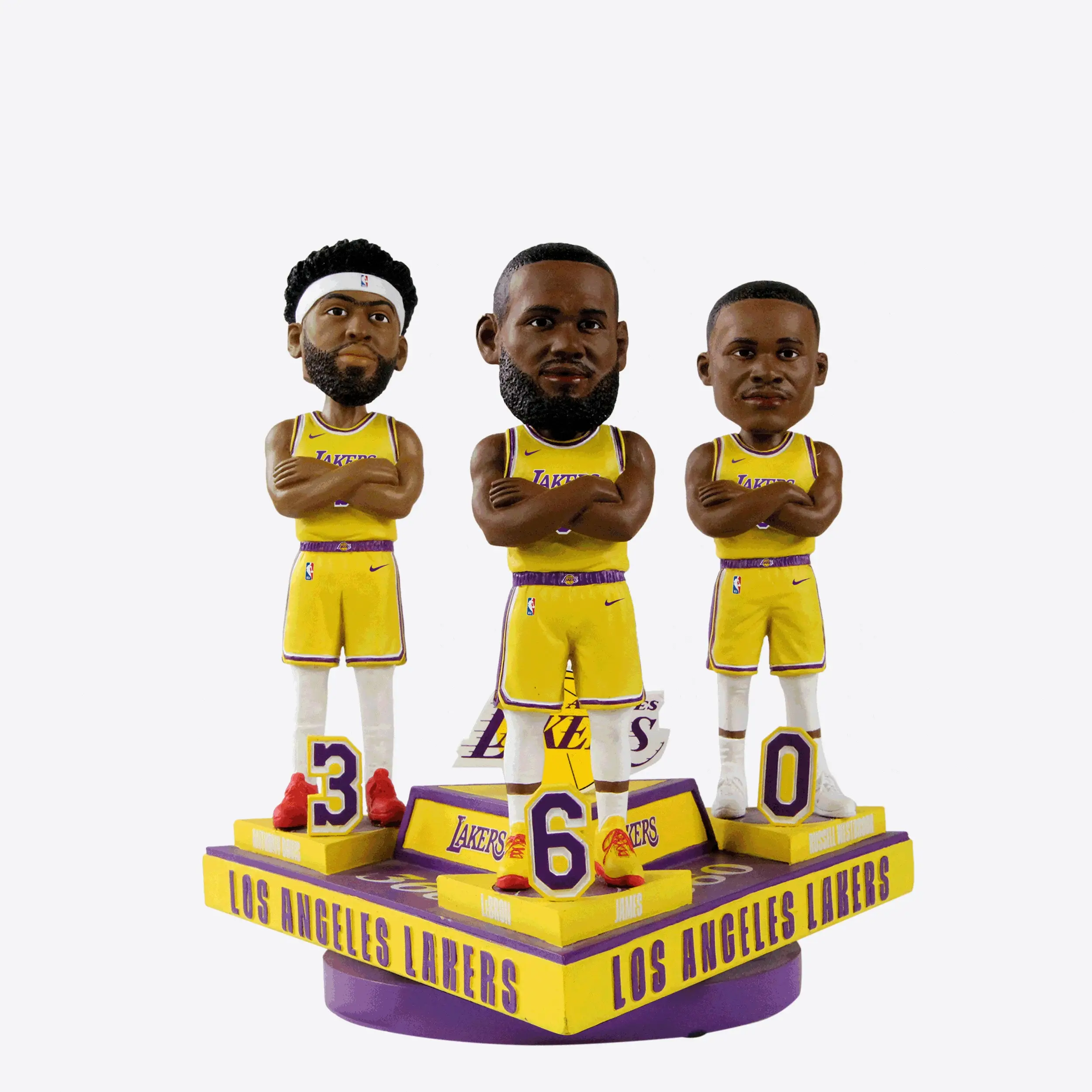 Anthony Davis & LeBron James & Russell Westbrook Los Angeles Lakers 360 Triple Bobblehead - Image 2