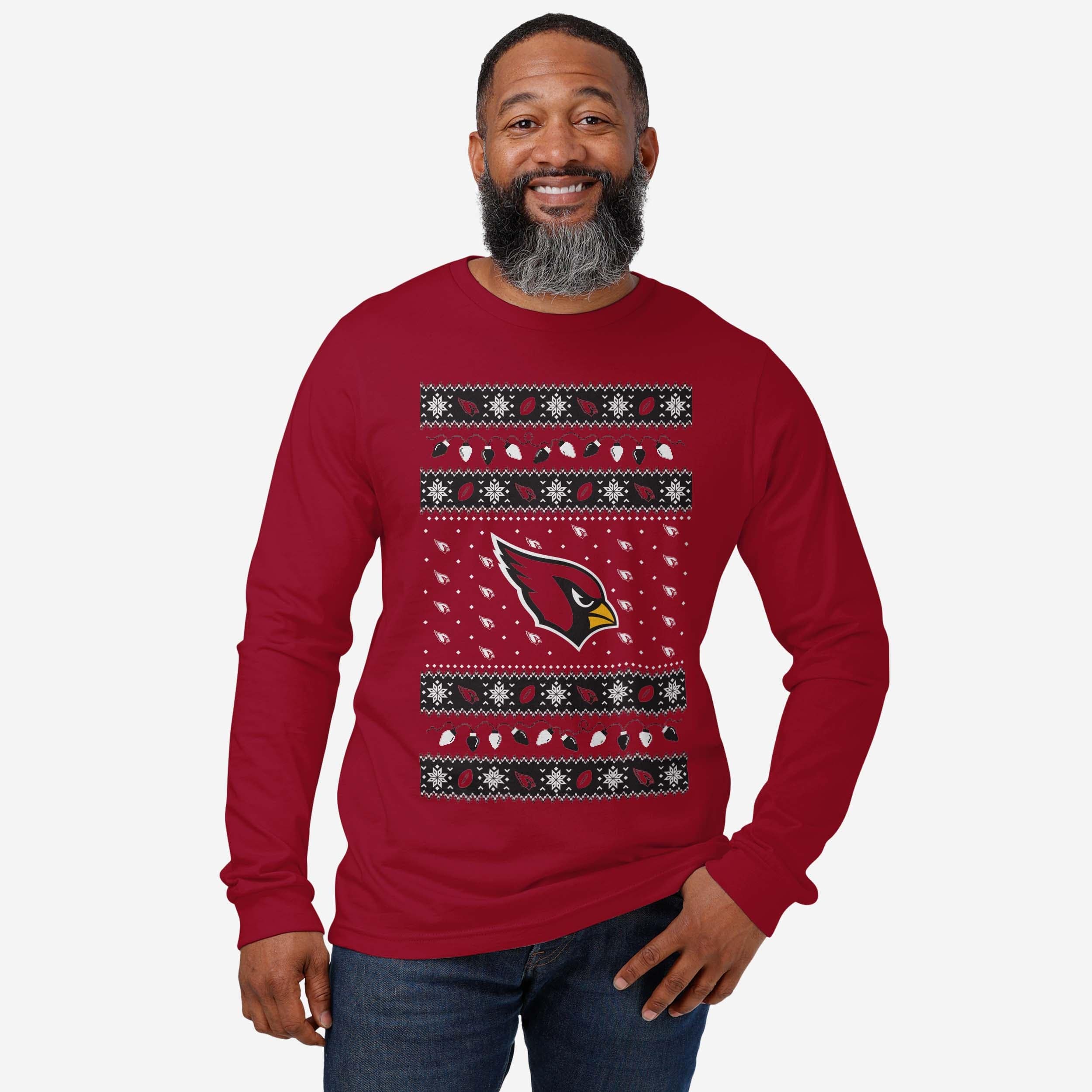 Arizona Cardinals Holiday Lights Sweater Long Sleeve T-Shirt - Image 2
