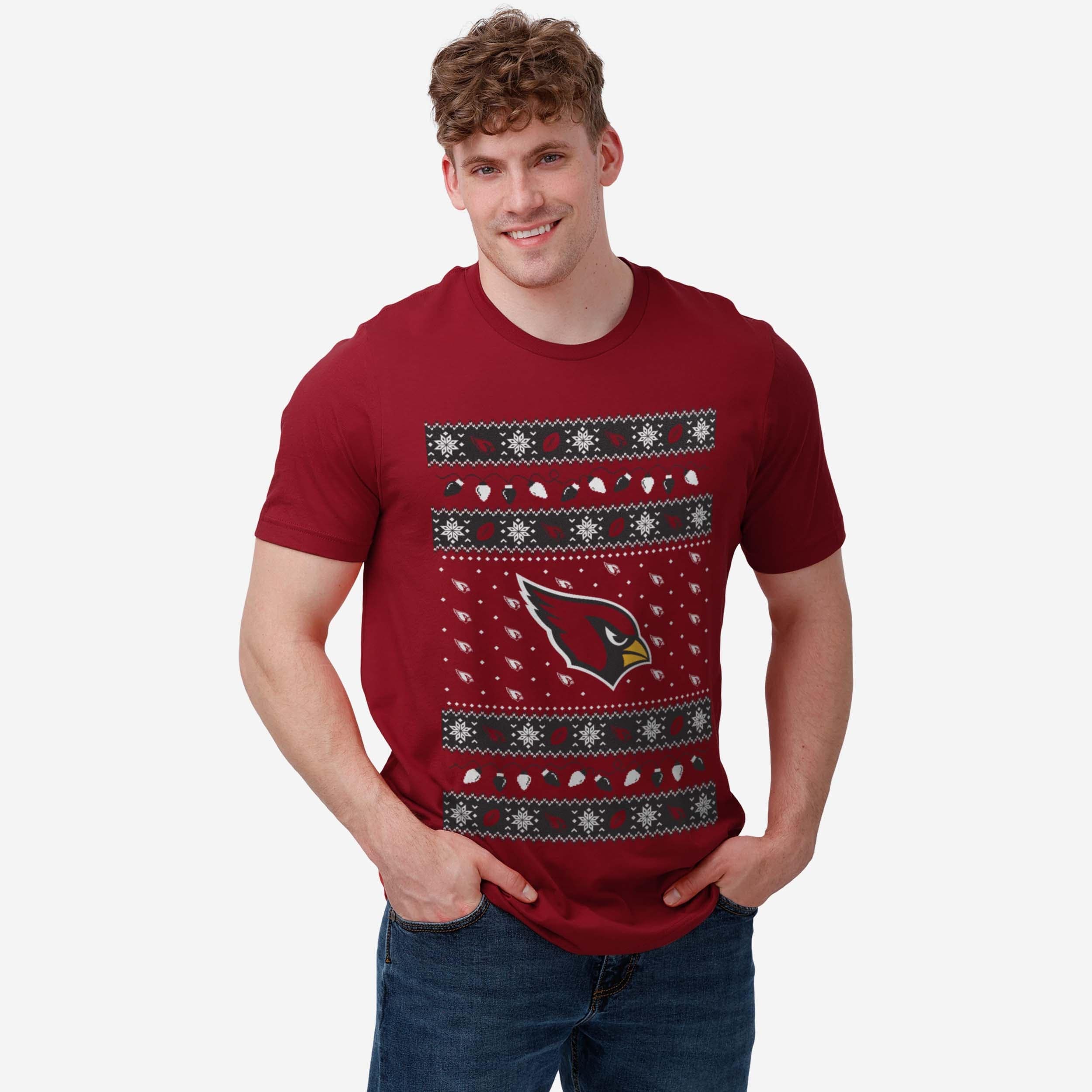 Arizona Cardinals Holiday Lights Sweater T-Shirt - Image 2
