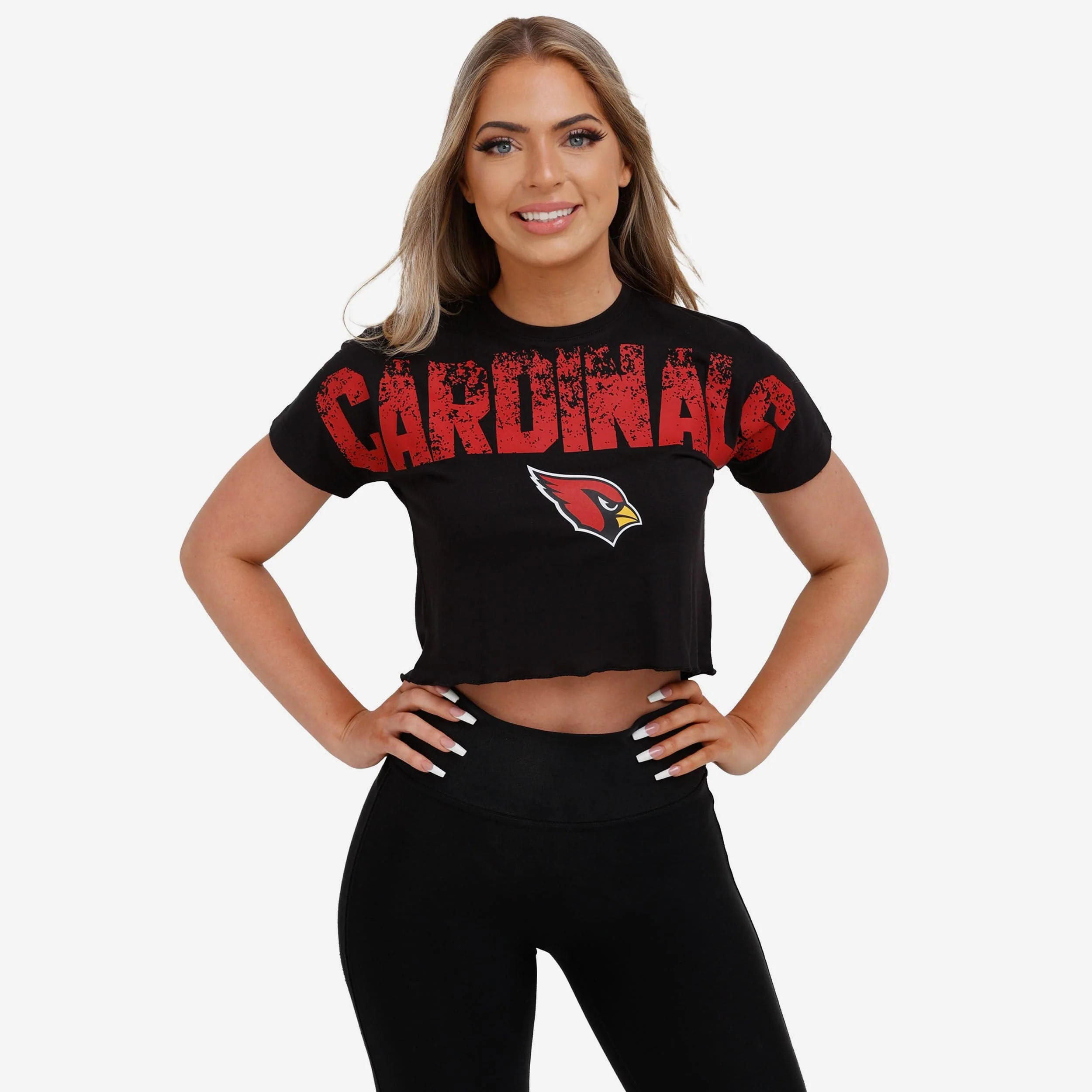 Arizona Cardinals Womens Distressed Wordmark Crop Top