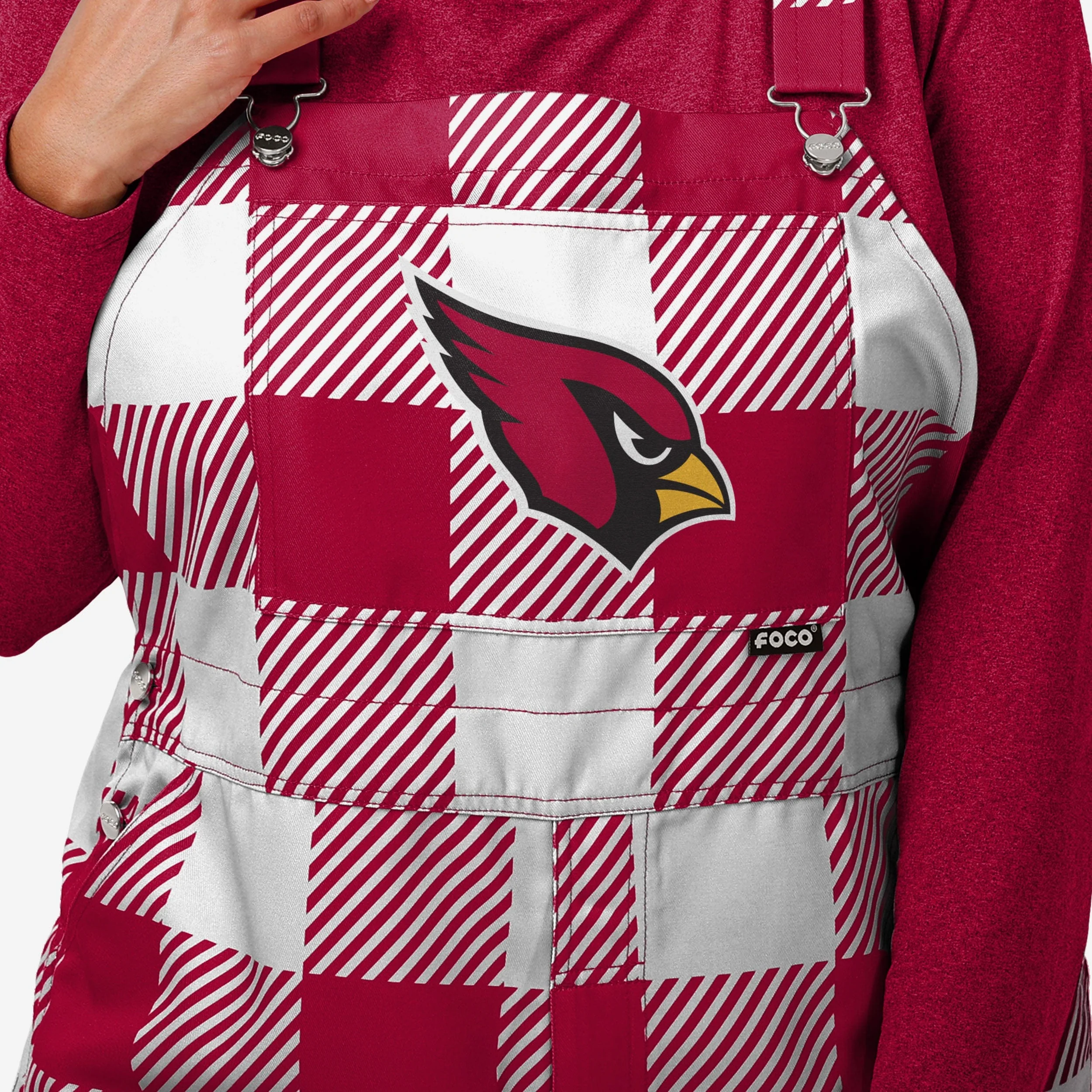 Arizona Cardinals Womens Plaid Bib Overalls - Image 4