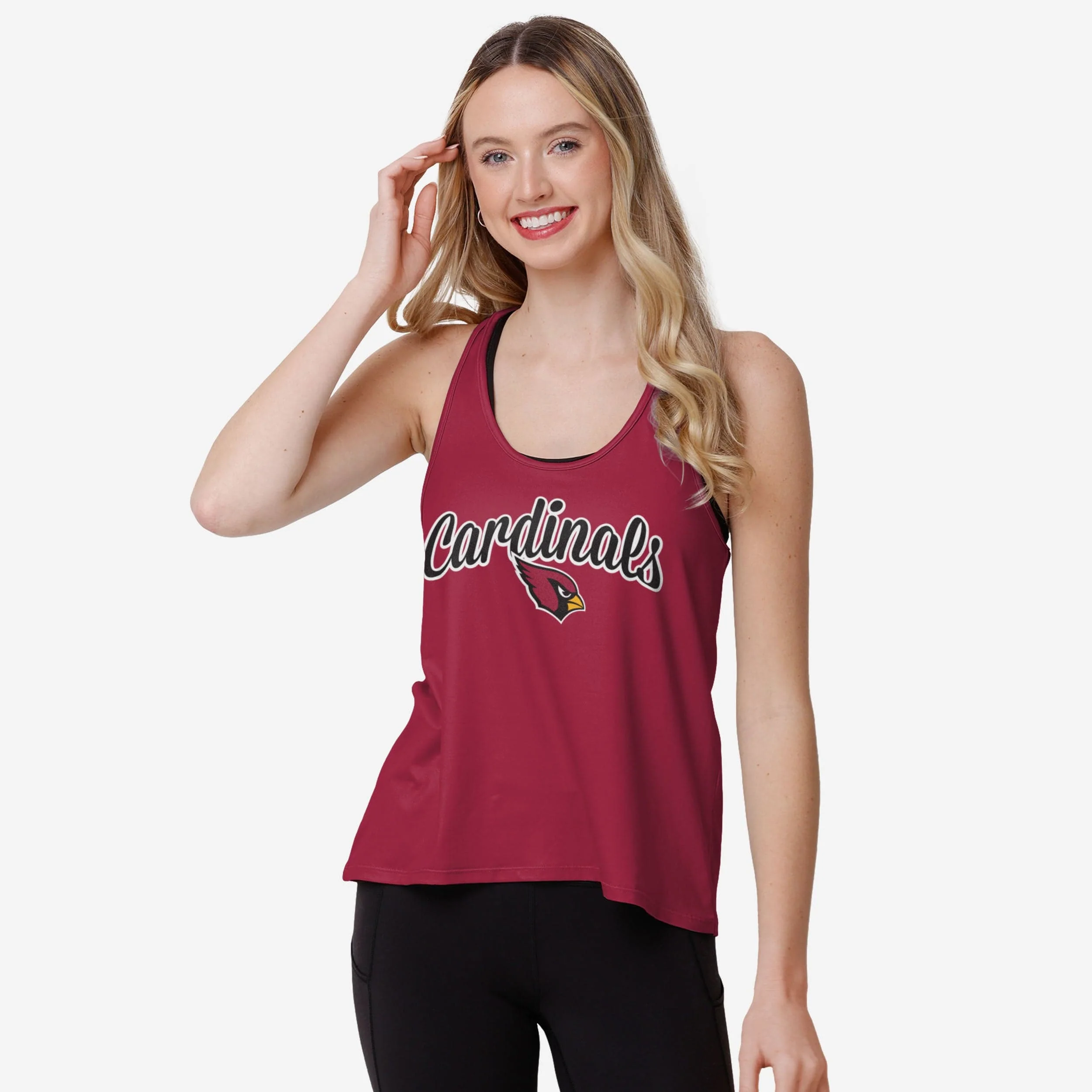 Arizona Cardinals Womens Wordmark Team Stripe Sleeveless Top