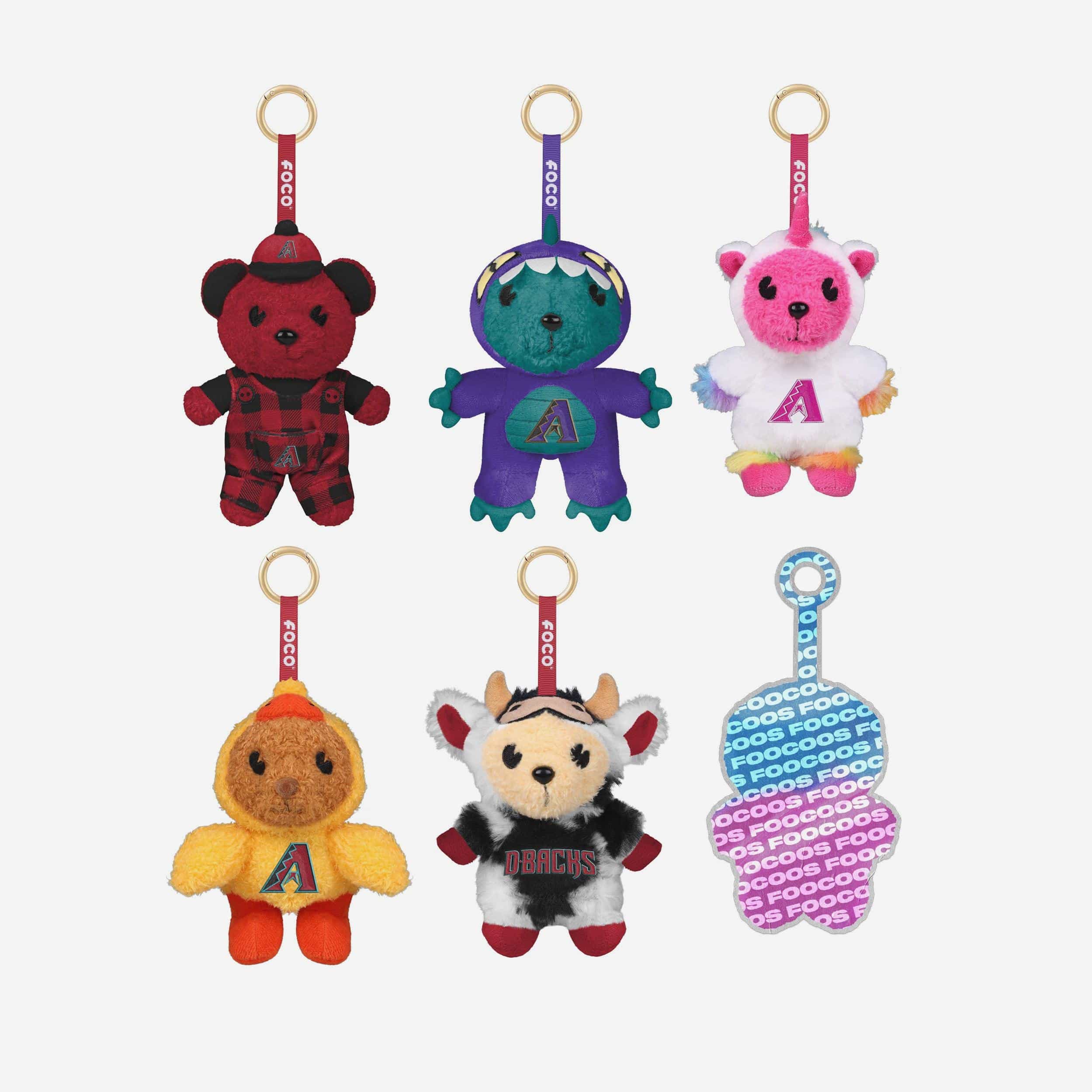 Arizona Diamondbacks FOOCOOS Plush Bag Charm Keychain Blind Box Series 1