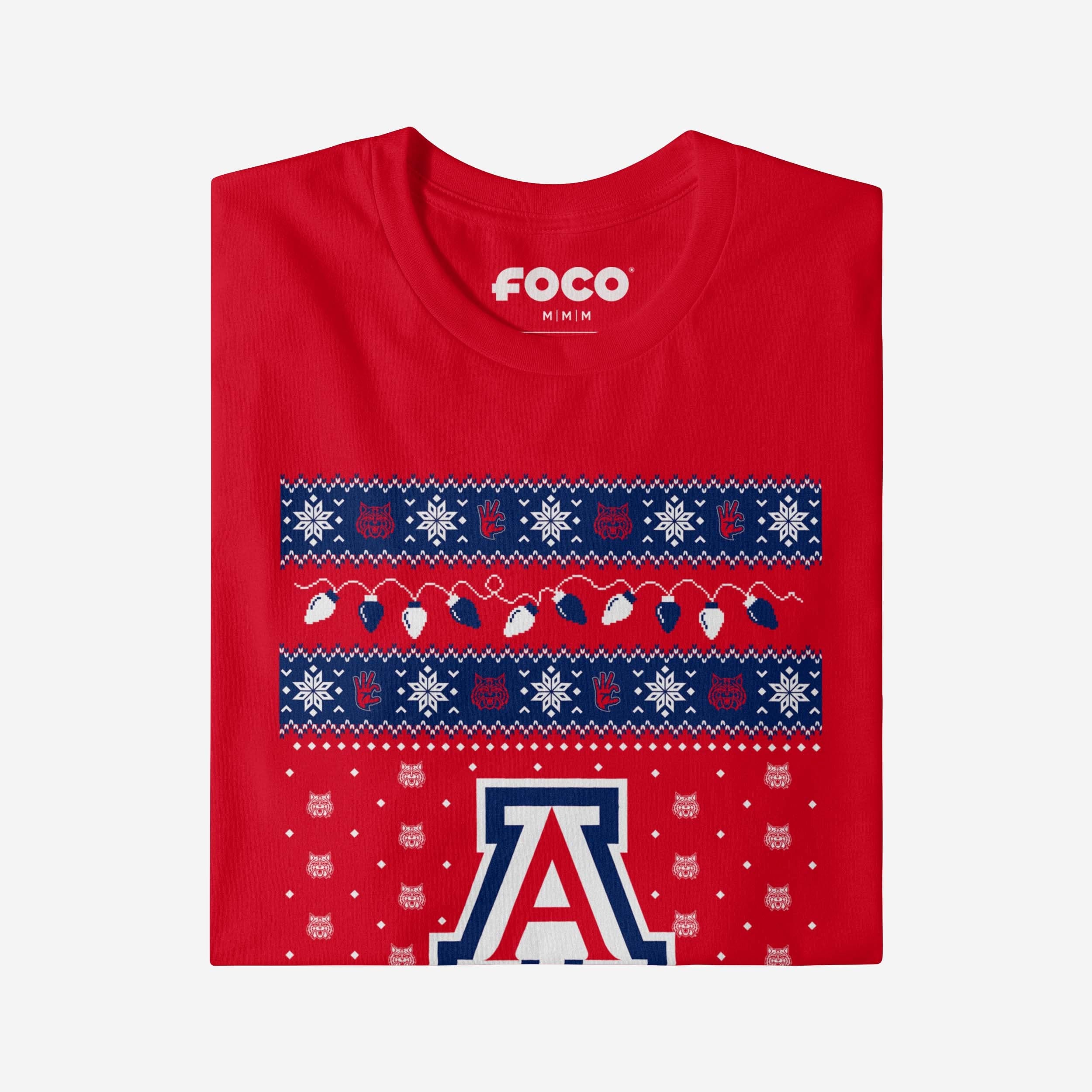 Arizona Wildcats Holiday Lights Sweater Long Sleeve T-Shirt - Image 4