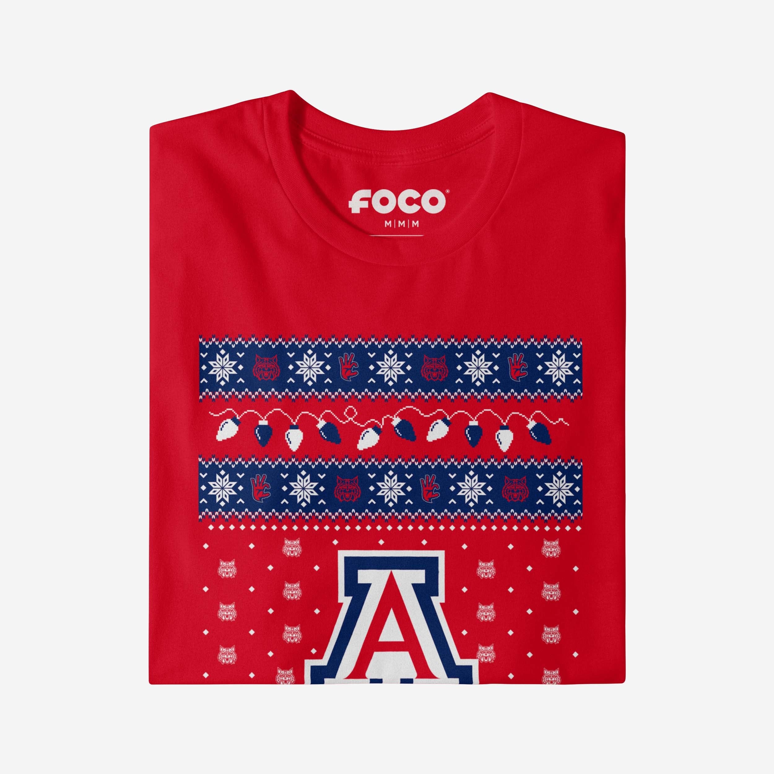 Arizona Wildcats Holiday Lights Sweater T-Shirt - Image 4