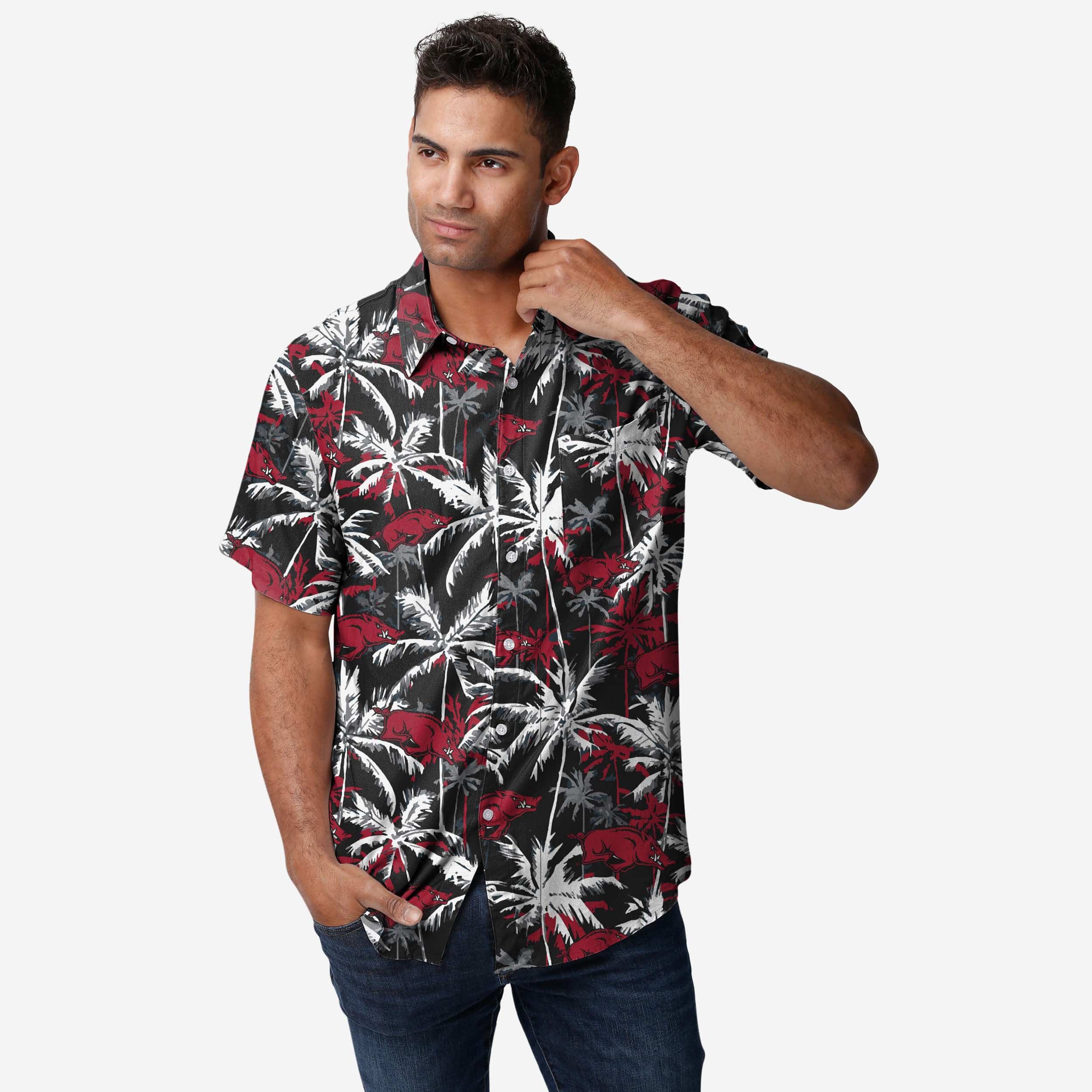 Arkansas Razorbacks Black Floral Button Up Shirt