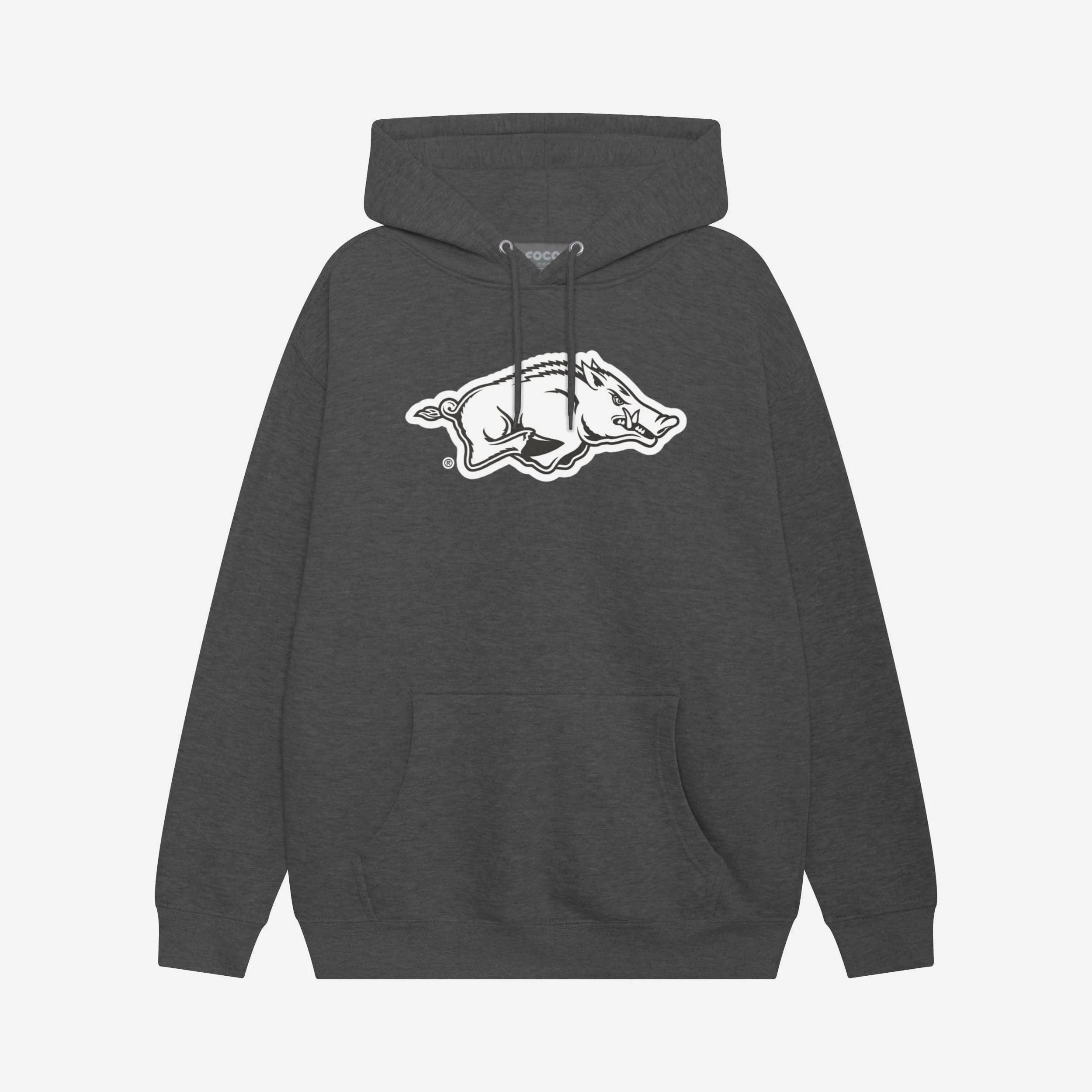 Arkansas Razorbacks Black & White Primary Logo Hoodie