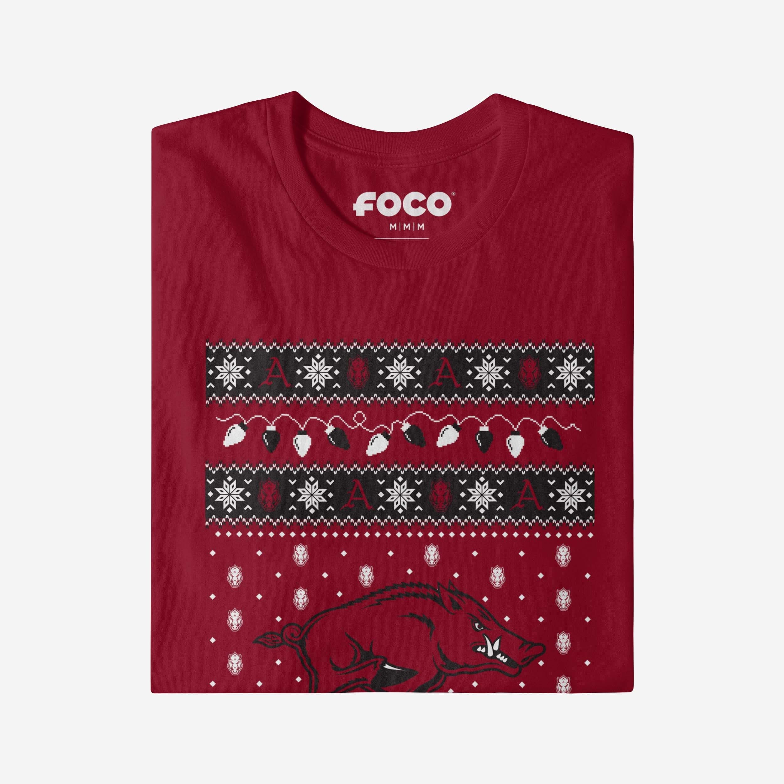 Arkansas Razorbacks Holiday Lights Sweater Long Sleeve T-Shirt - Image 4