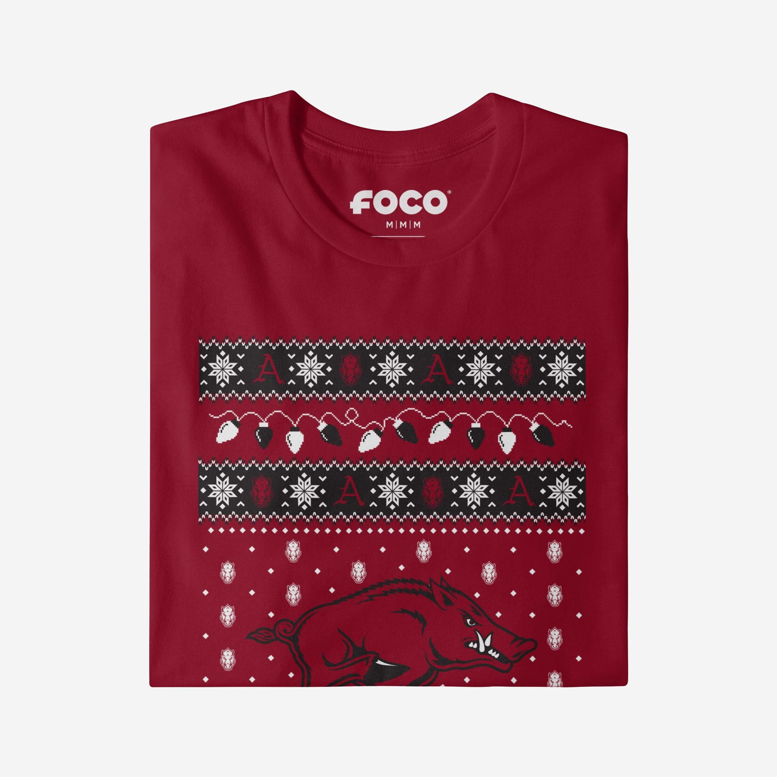 Arkansas Razorbacks Holiday Lights Sweater T-Shirt - Image 4