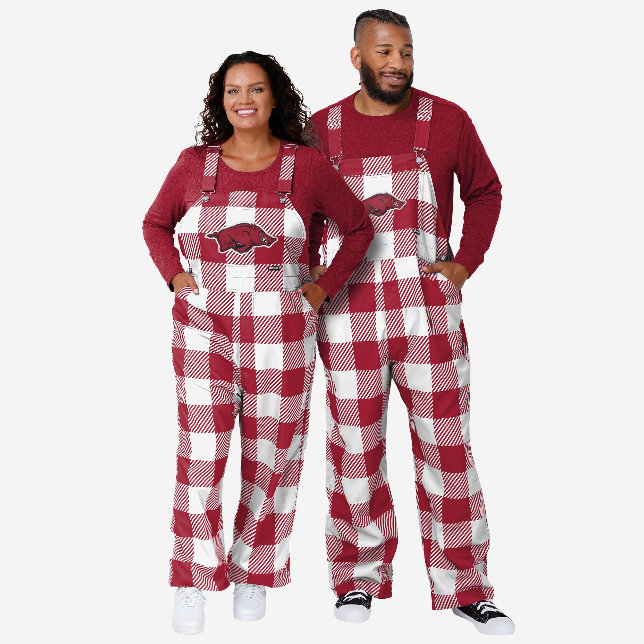 Arkansas Razorbacks Mens Plaid Bib Overalls - Image 3