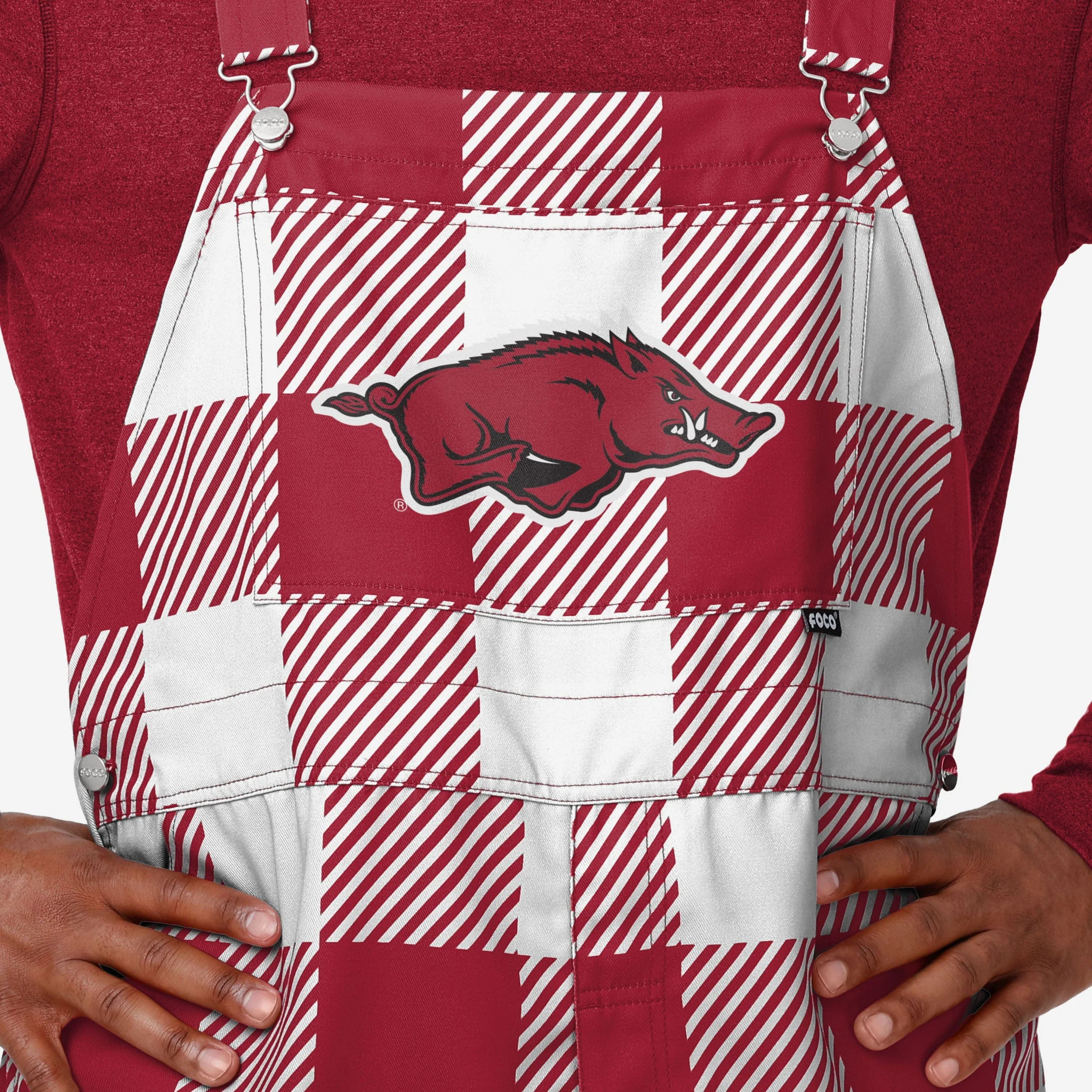 Arkansas Razorbacks Mens Plaid Bib Overalls - Image 4