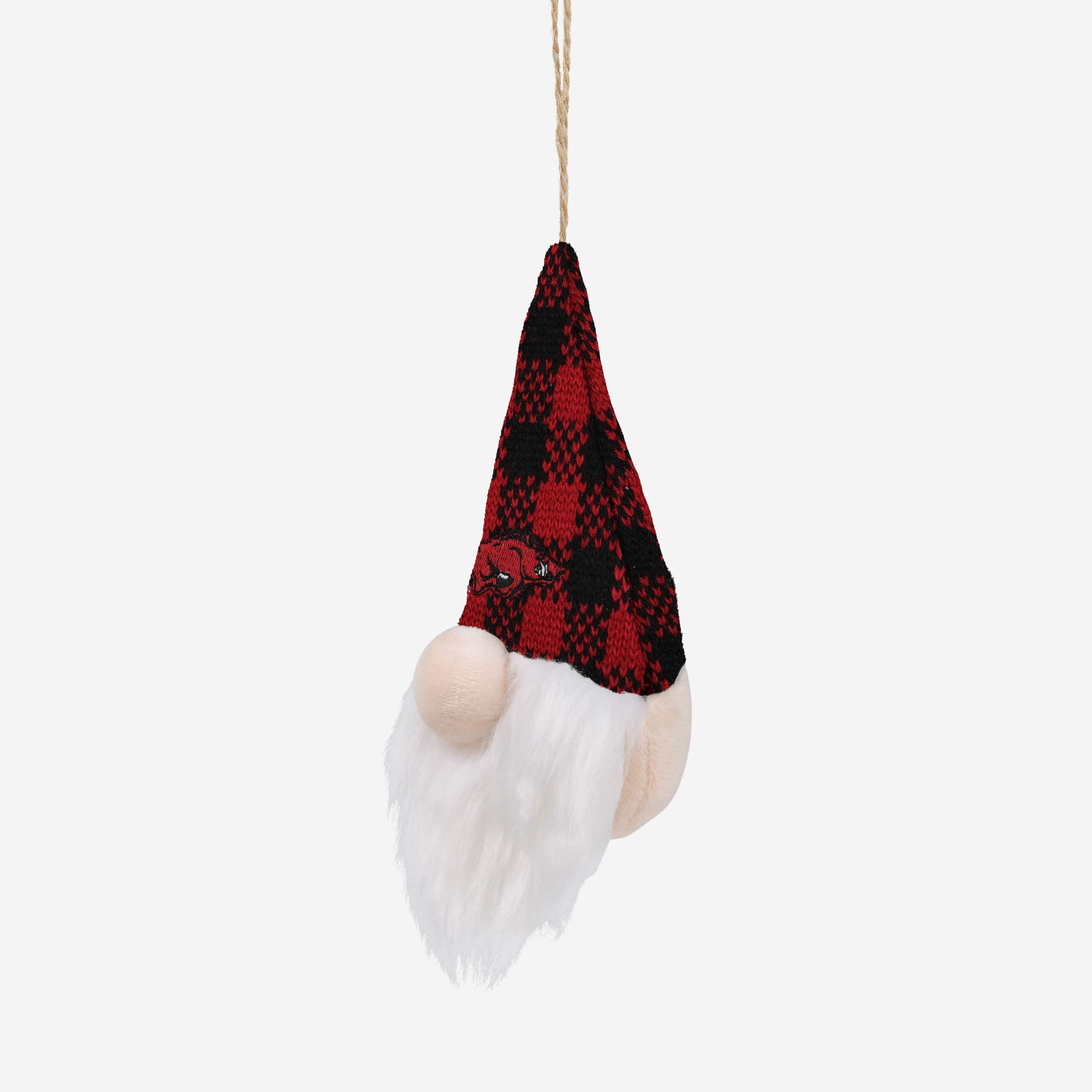 Arkansas Razorbacks Plaid Hat Plush Gnome Ornament - Image 2