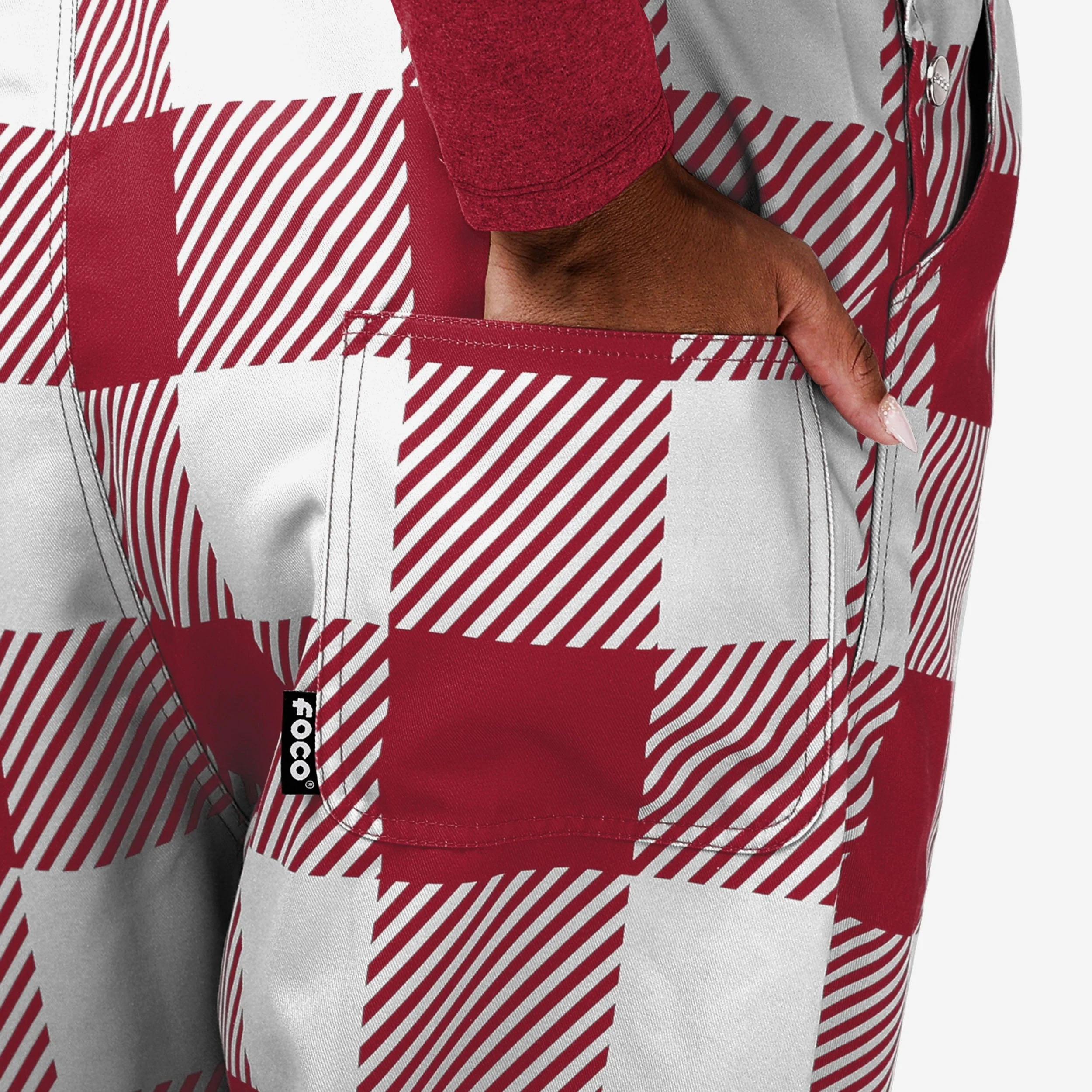 Arkansas Razorbacks Womens Plaid Bib Overalls - Image 6